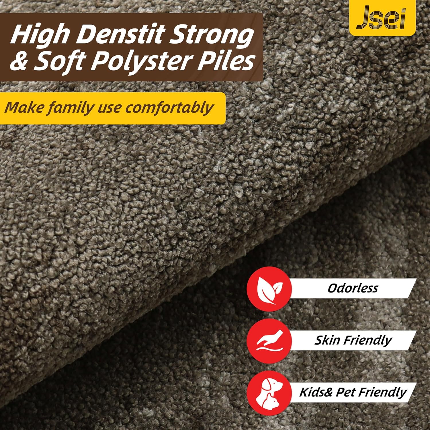 JSEI Dirt Trapper Door Mat 20"x32", Non-Slip Doormats Washable Entryway Mat, Welcome Floor Mat Absorbent Low Profile Dog Door Mats for Front Back Door, Wet Shoes & Paws, Brown