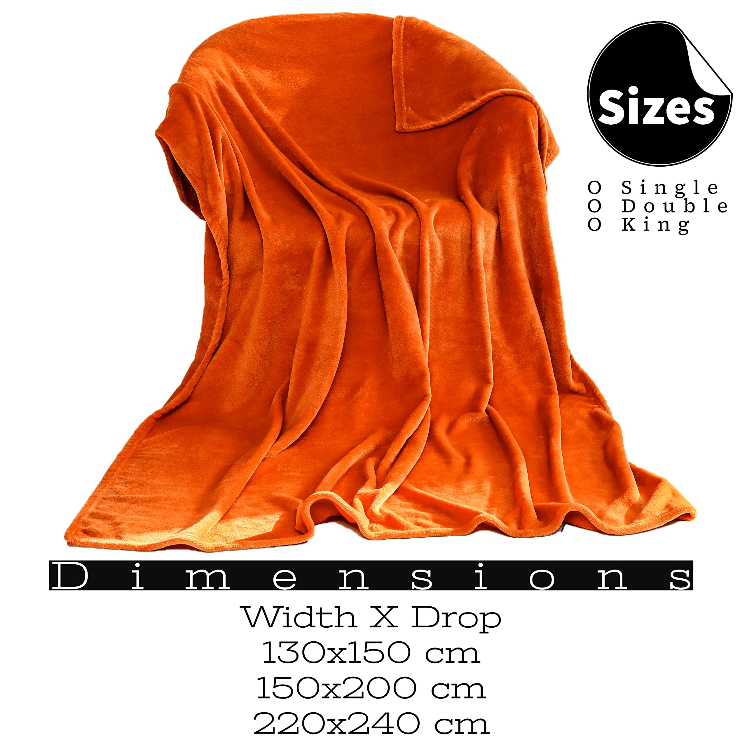 funky gadgets Coperta in pile di flanella per divano, morbida e accogliente coperta per letto, calda coperta singola per adulti, arancione, 150 x 200 cm