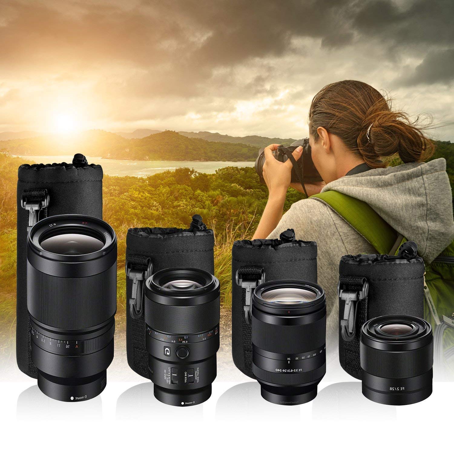 Amazon | PCATEC 一眼レフカメラ レンズケース レンズポーチ 防水 耐