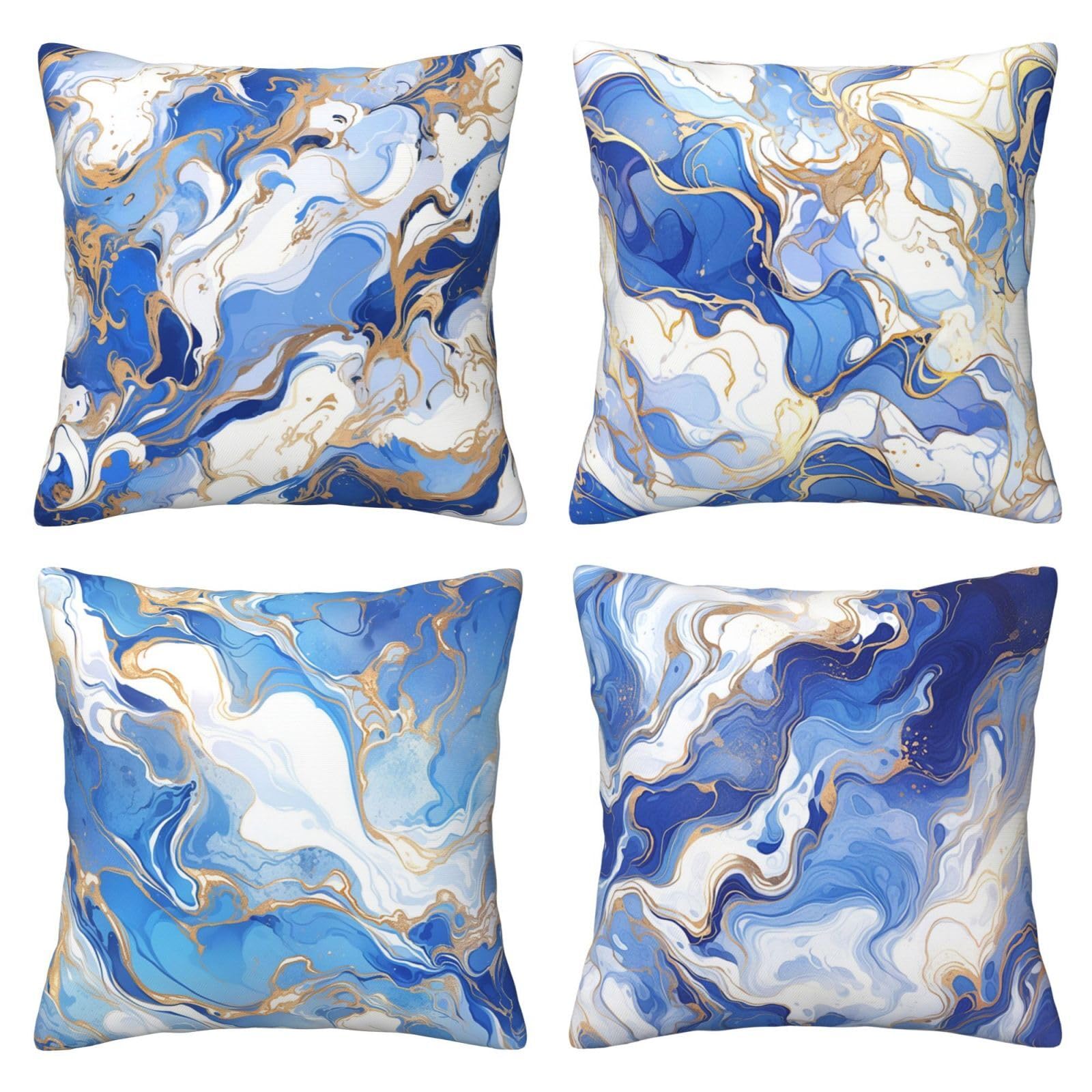 Housses de coussin 60x60 cm en peluche carrées bleues pour décoration de lit et salon