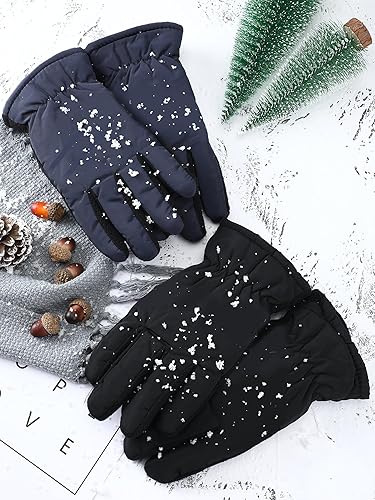 Miniatura 5 de 2 pares de guantes de nieve gruesos para niños, guantes de esquí para niños pequeños, guantes de invierno cálidos e impermeables para niños y niñas