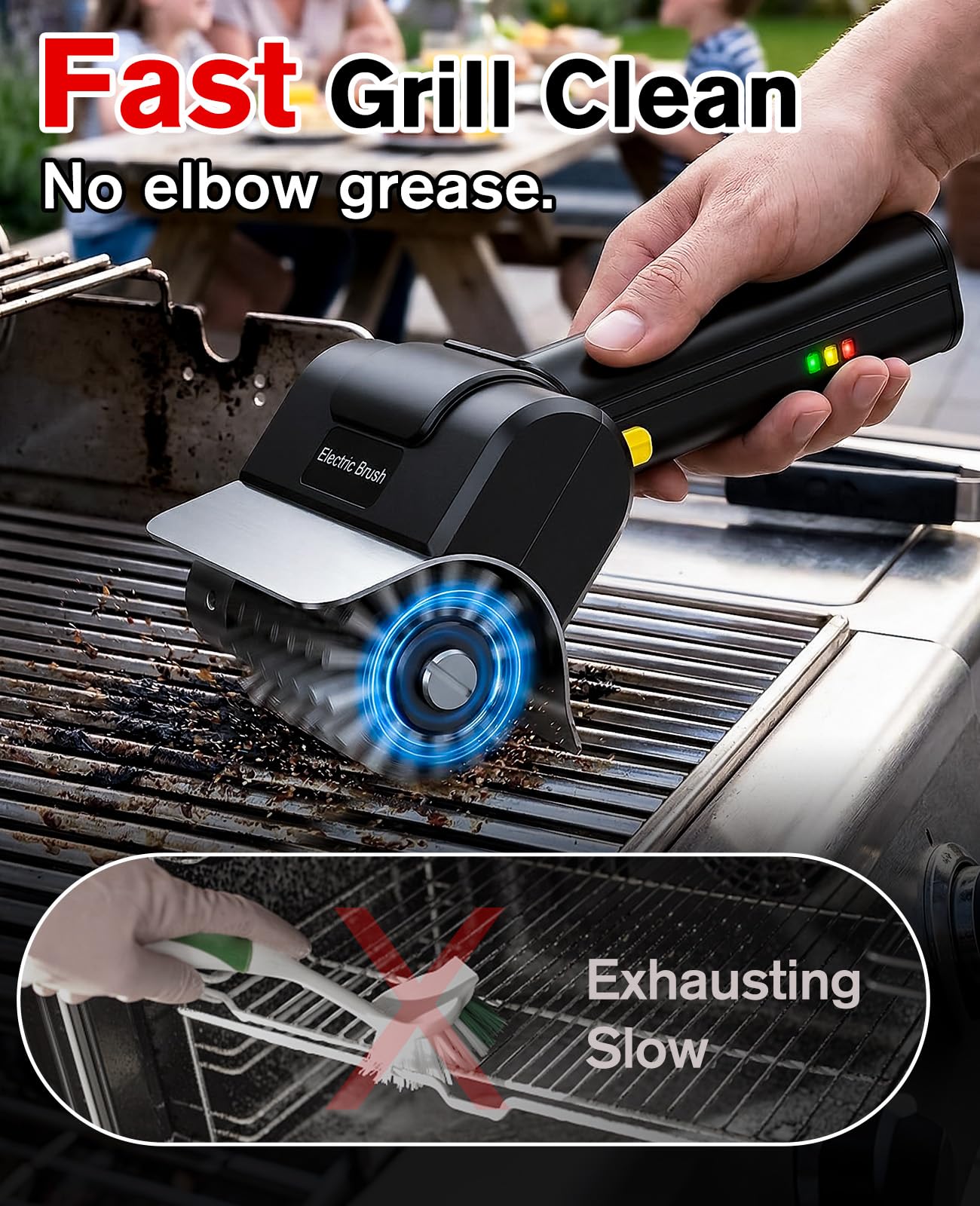 Spazzola Elettrica per Barbecue, Spazzola Ricaricabile per la Pulizia Del Griglia Senza Fili, Acciaio Inox Strumento di Pulizia per BBQ Griglia