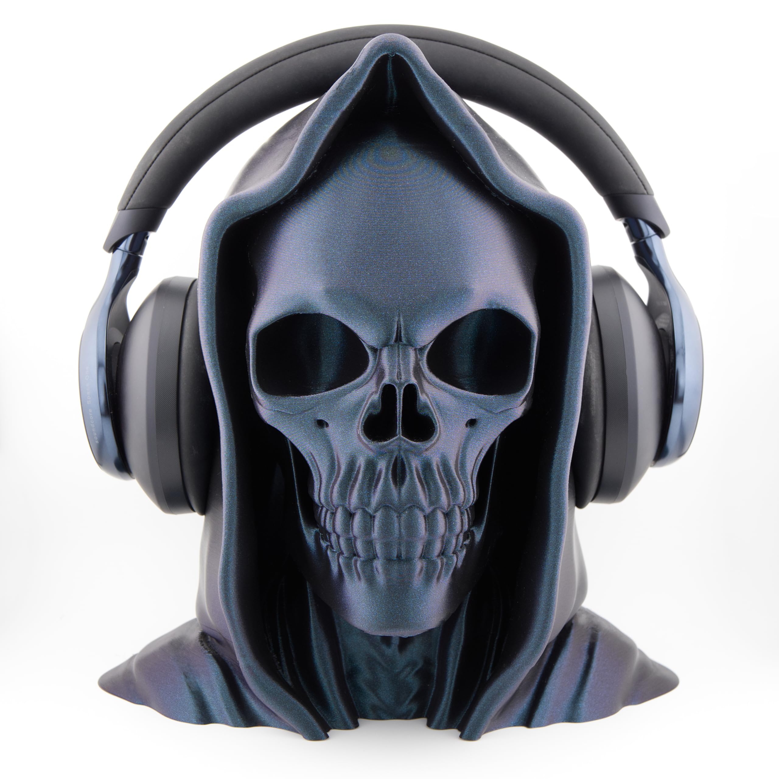 OSAZEE Totenkopf Kopfhörerständer – Skull Headphone Stand Burned Titanium Black | Premium Kopfhörerhalter für Schreibtisch & Gaming Setup | Stabil, Ohrpolster-schonend | Designed in Berlin
