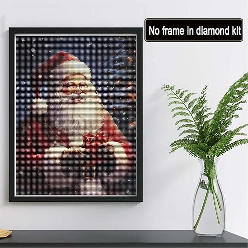 Miniatura 2 de Reofrey Kits de pintura de diamantes para adultos, Papá Noel, arte de diamantes de Navidad, taladro completo redondo con diamantes de imitación,
