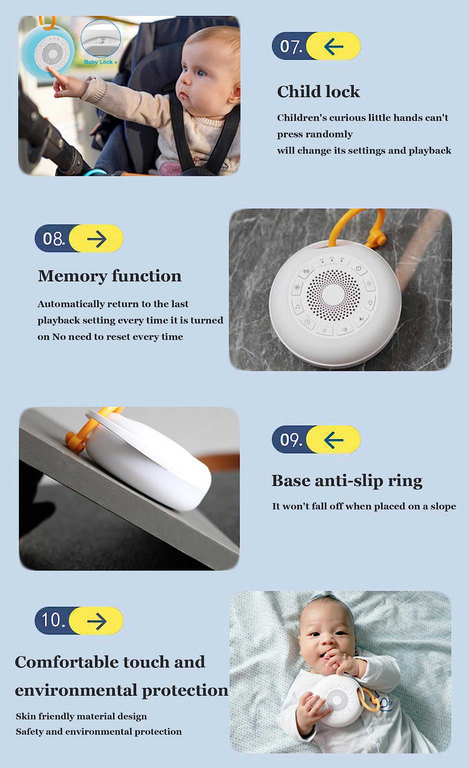 Máquina para Dormir con Ruido Blanco, 26 Sonidos relajantes, 7 Luces nocturnas, con Anillo Antideslizante y Recargable por USB, Terapia pequeña, para niños, Viajes y hogar.
