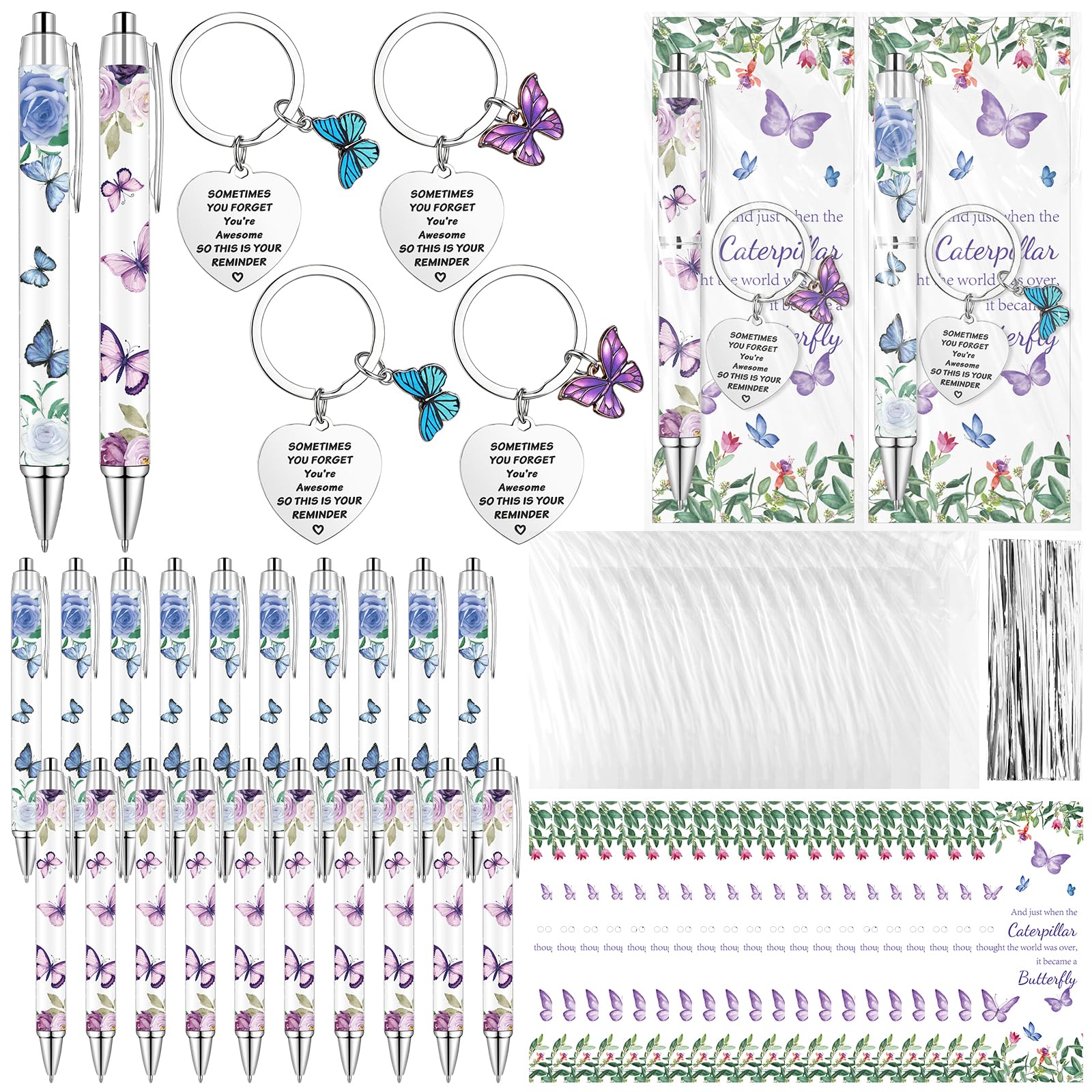 20 Sets Butterfly Inspirational Gifts Bulk Butterfly Ballpoint Pens Bulk