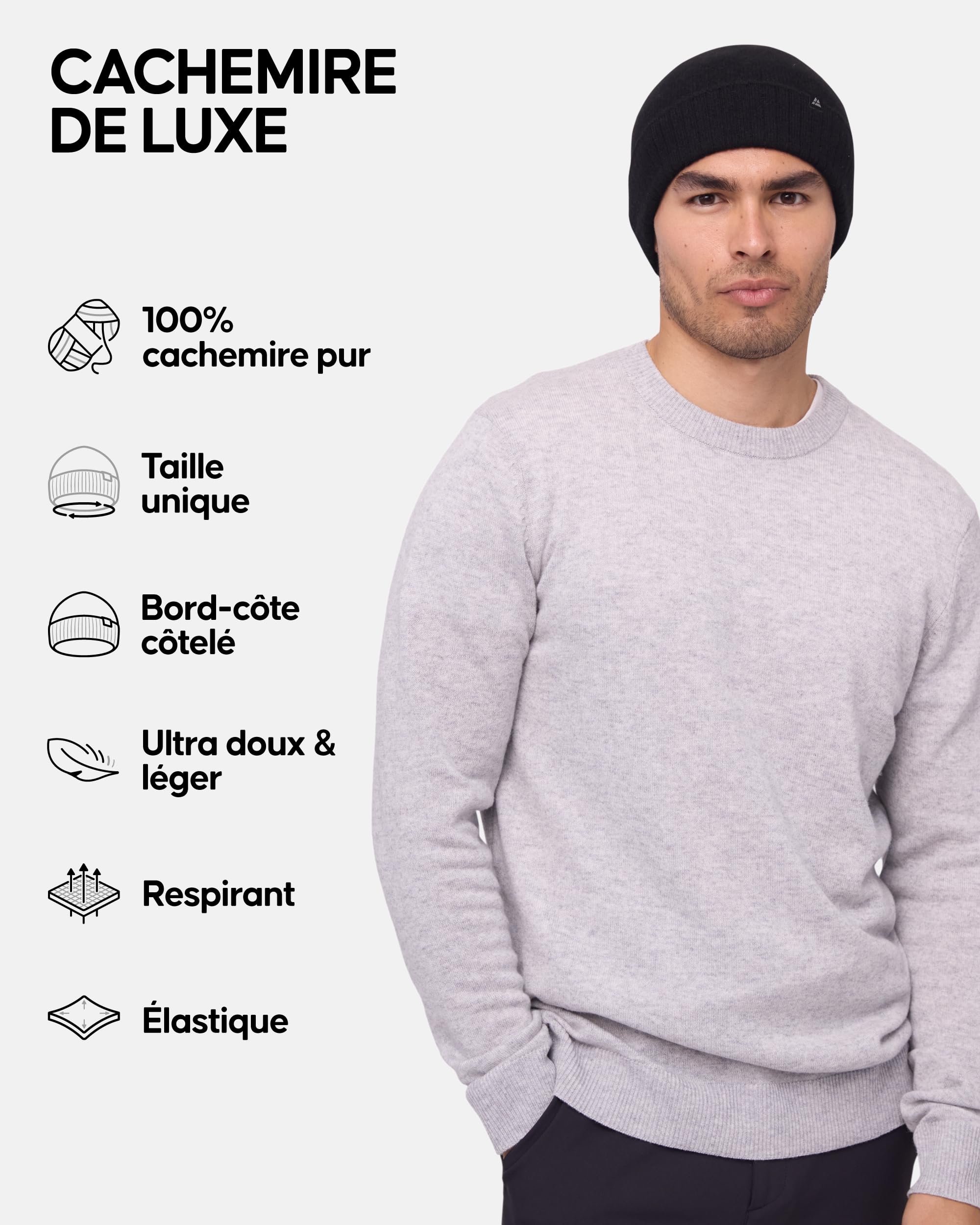 DANISH ENDURANCE Bonnet en 100% Cachemire, Chaud pour l'hiver | Bonnet en Cachemire, Doux, Chaud et Respirant, Taille Unique Extensible, pour l'Hiver et Usage Quotidien, Unisexe