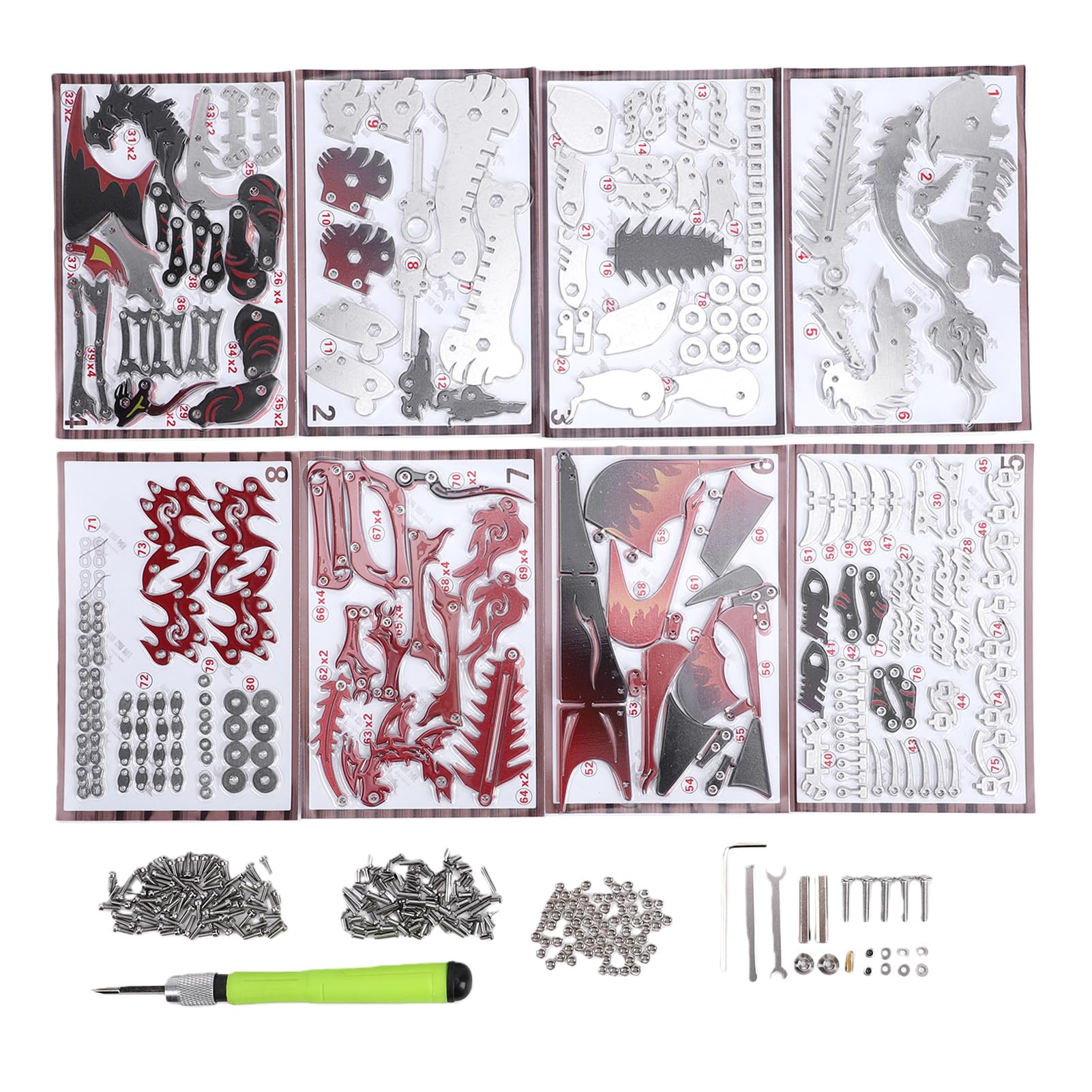 Generic Metalowe Puzzle ze Smokiem 3D Montaż Zabawka Budowlana dla Dorosłych i Nastolatków, Mechaniczny Model Smoka ze Stali Nierdzewnej DIY do Dekoracji Biurka
