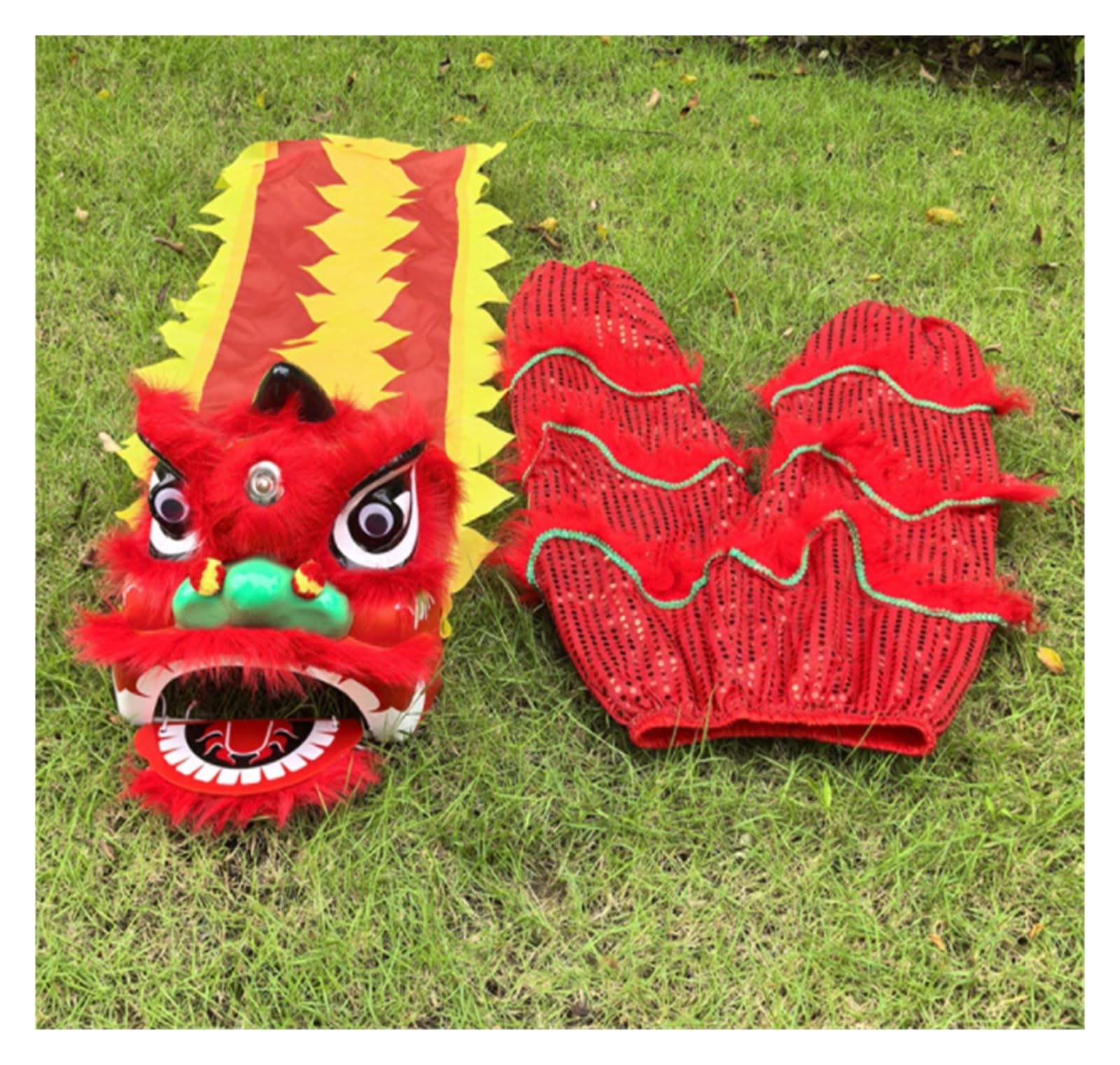 Krxsobnv E Lion Danc Clothes, Head Colorful Lion Performanc Props Traditional Outdoor Sports
