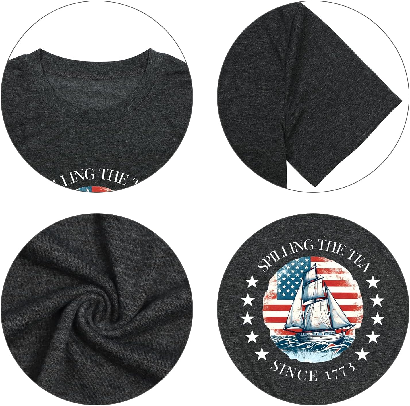 USA Shirt American Flag Shirt Women 4th of July T Shirt Patriotic Tee Casual Short Sleeve Tops - Image 3