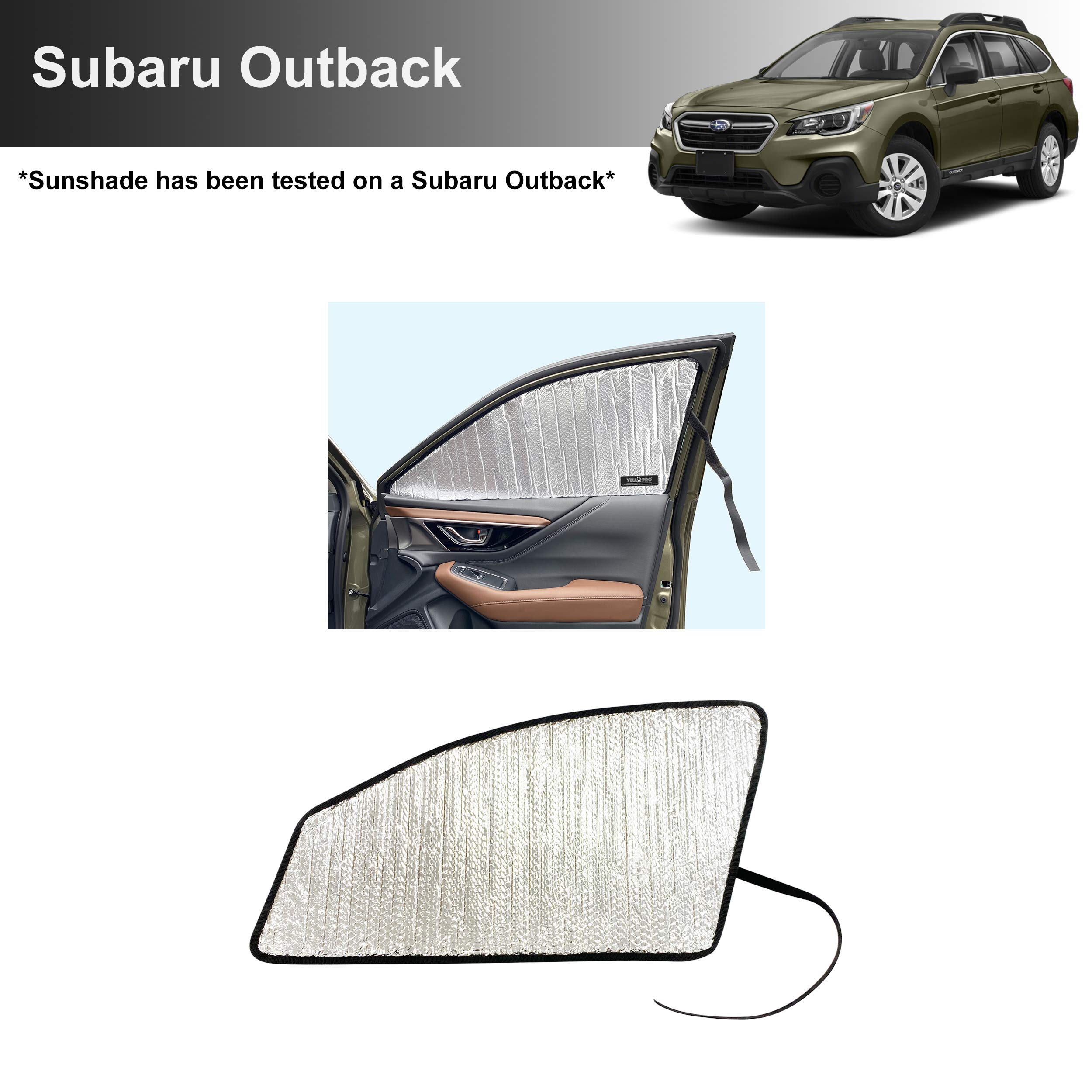 YelloPro Auto Side Window Front Seat Reflective Sunshade Custom Fit for 2020 Subaru Outback Base, Premium, Limited, Touring SUV, UV Reflector Sun Protection Accessories (Set of 2)