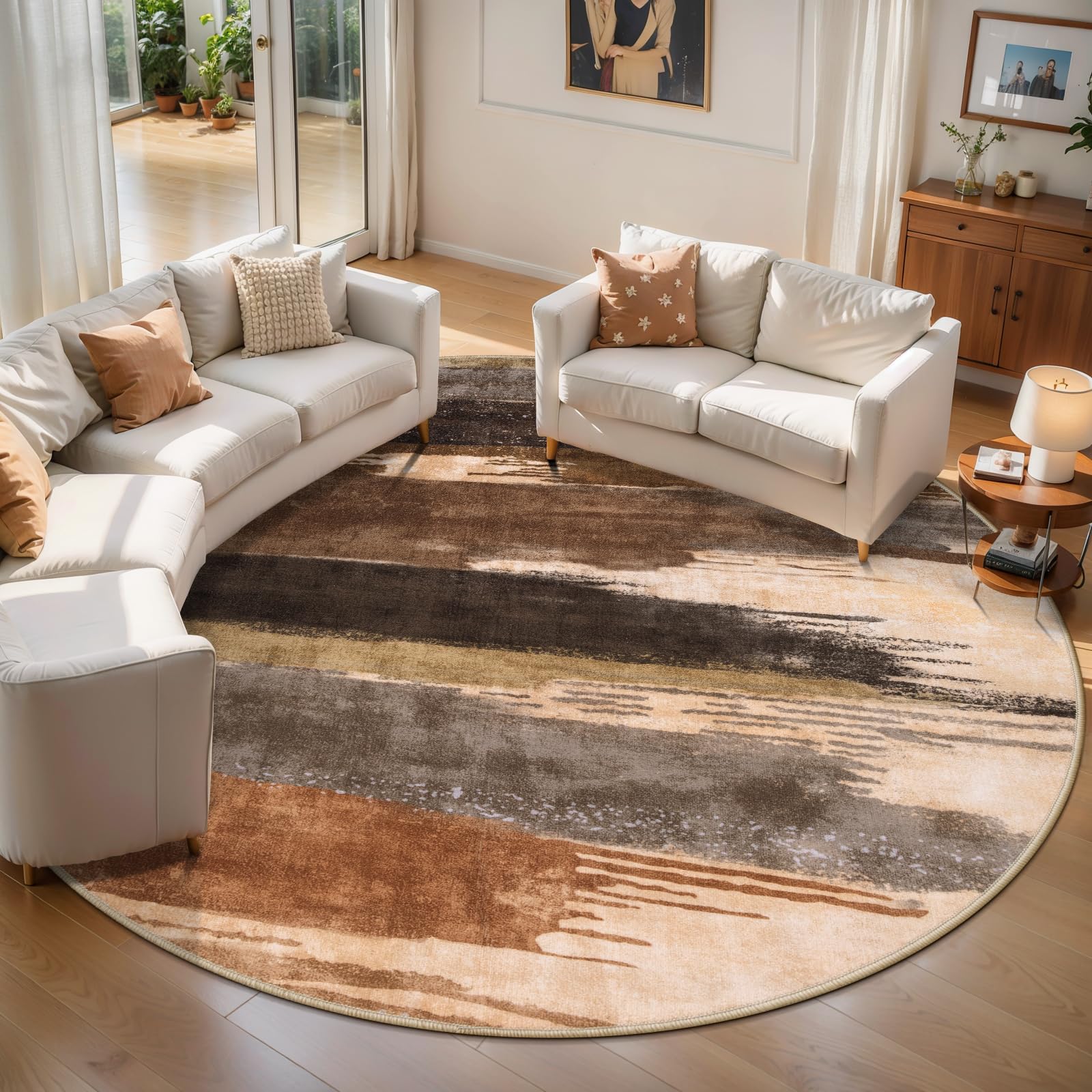 Modern Abstract Round 6ft Area Rug