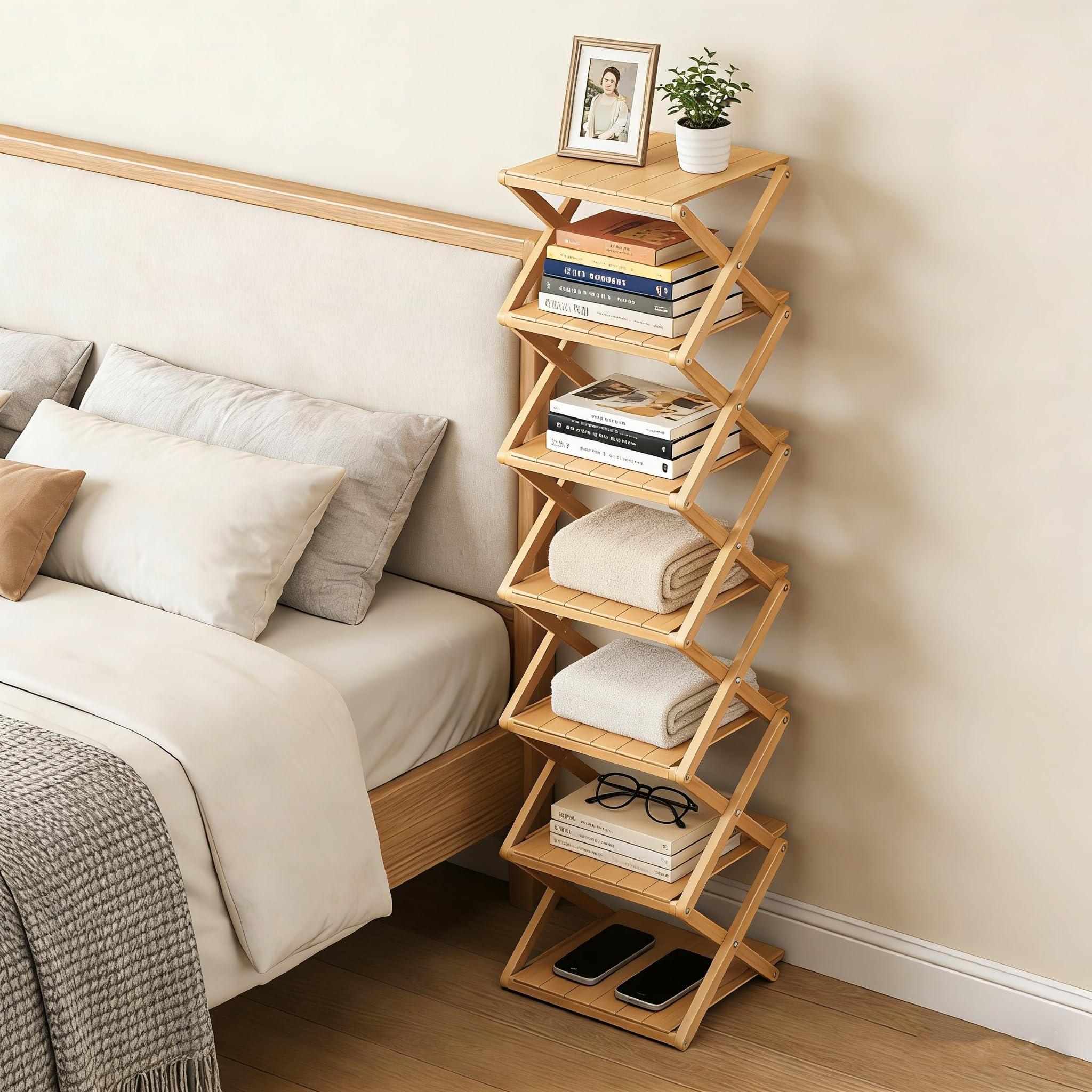 Amazon.com: XZXWZX Bamboo Shoe Rack - No Assembly Required, Tall