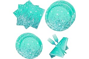 Teal and Silver Tableware Set for Happy Birthday