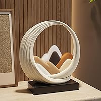 FJSHomeDecor Modern Abstract Resin Stone Sculpture - White & Brown Zen Statue for Living Room Coffee Table Shelf Decor