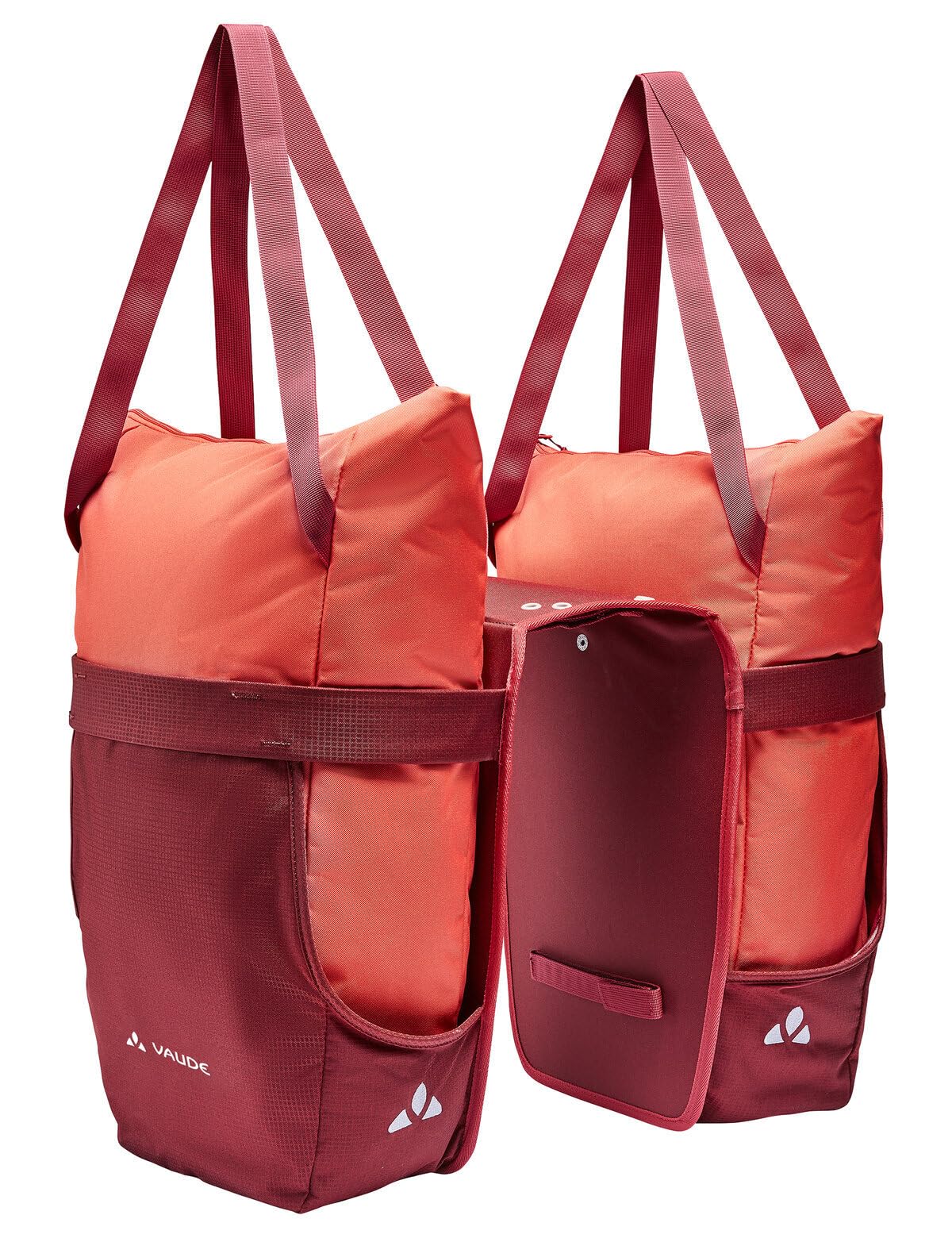 VAUDE TwinShopper Hotchili Bicycle Bag with Practical Shopper Option, 44 Litres, Individually Usable with Rain Cover