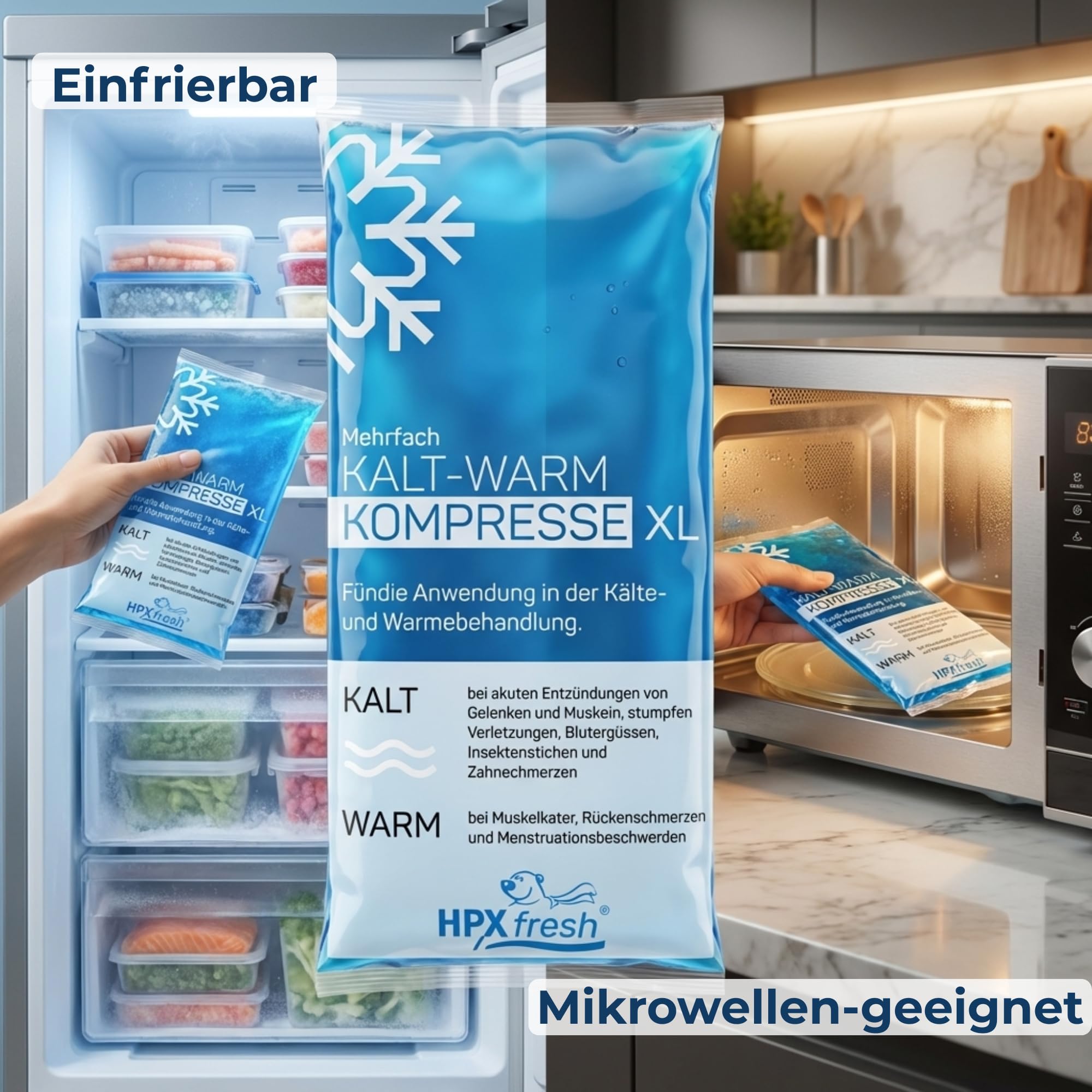 48x HPXfresh® Mehrfach-Kompresse für Kalt und Warm Anwendungen in der Größe 12x29cm | mikrowellengeeignet | Mehrfach Kalt- Warm Kompresse, Gelkompresse (12x29cm, 48)
