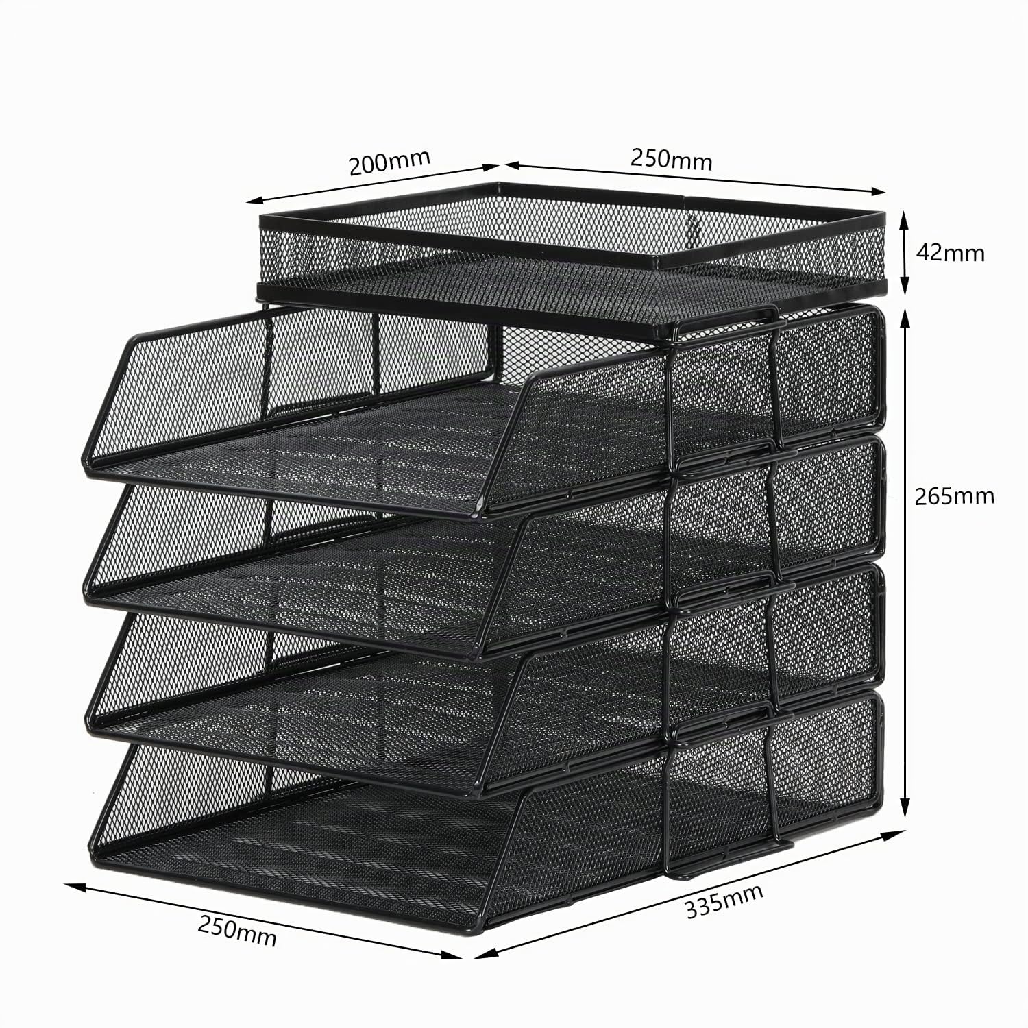 EasyPAG 5 Stück A4 Stapelbar Metall Büro Schreibtisch Organizer Dokumentenhalter Aktenablage Zeitschriftenhalter Briefablage Papier Magazin Organisator,Schwarz