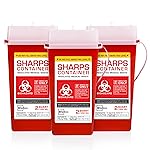 Sharps Container Small - Sharps Containers for Home Use and Labs - Portable Needle Disposal and Travel Size Biohazard Bin - 2 Quart (Pack of 3)