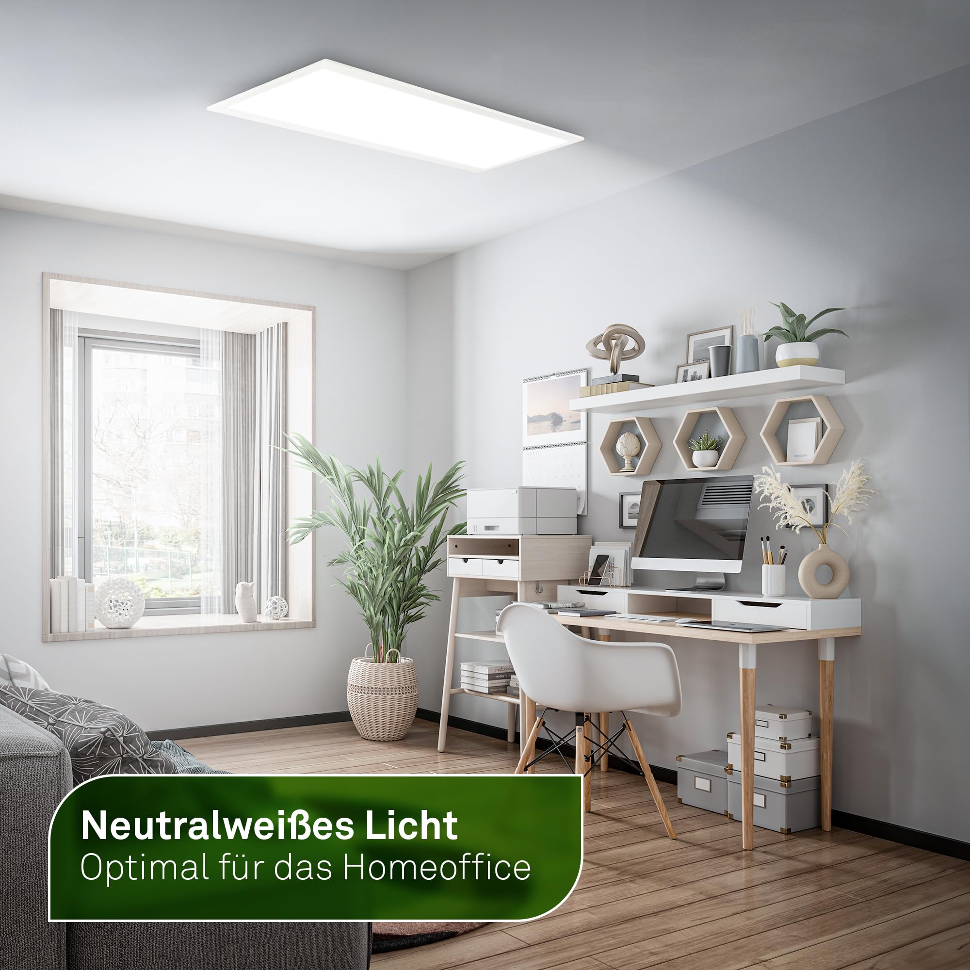 BRILONER - LED Panel mit EEK A Lichtquelle, 12,6W, 2860lm, Fernbedienung, dimmbar, CCT warmweiß bis kaltweiß, LED Lampe, Deckenleuchte, Wohnzimmerlampe, Deckenlampe, Flurlampe, 100x25x6 cm, Weiß