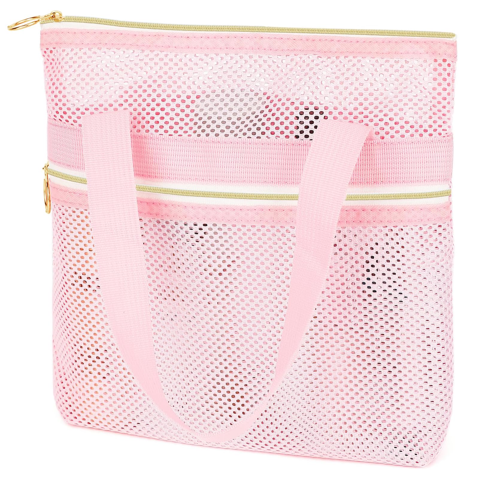 Borsa Bagno Campeggio, Borsa Doccia Portatile, Borsa Rete Rapida Asciugatura, Impermeabile, con Cerniera per Viaggio, Piscina, Spiaggia (Rosa)