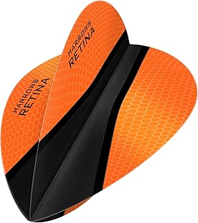 Harrows Retina X | Premium Extra Strong 100 Micron Dart Flights in Pear Shape, 5 Sets of 3 Flights, 15 Flights In Total, Orange