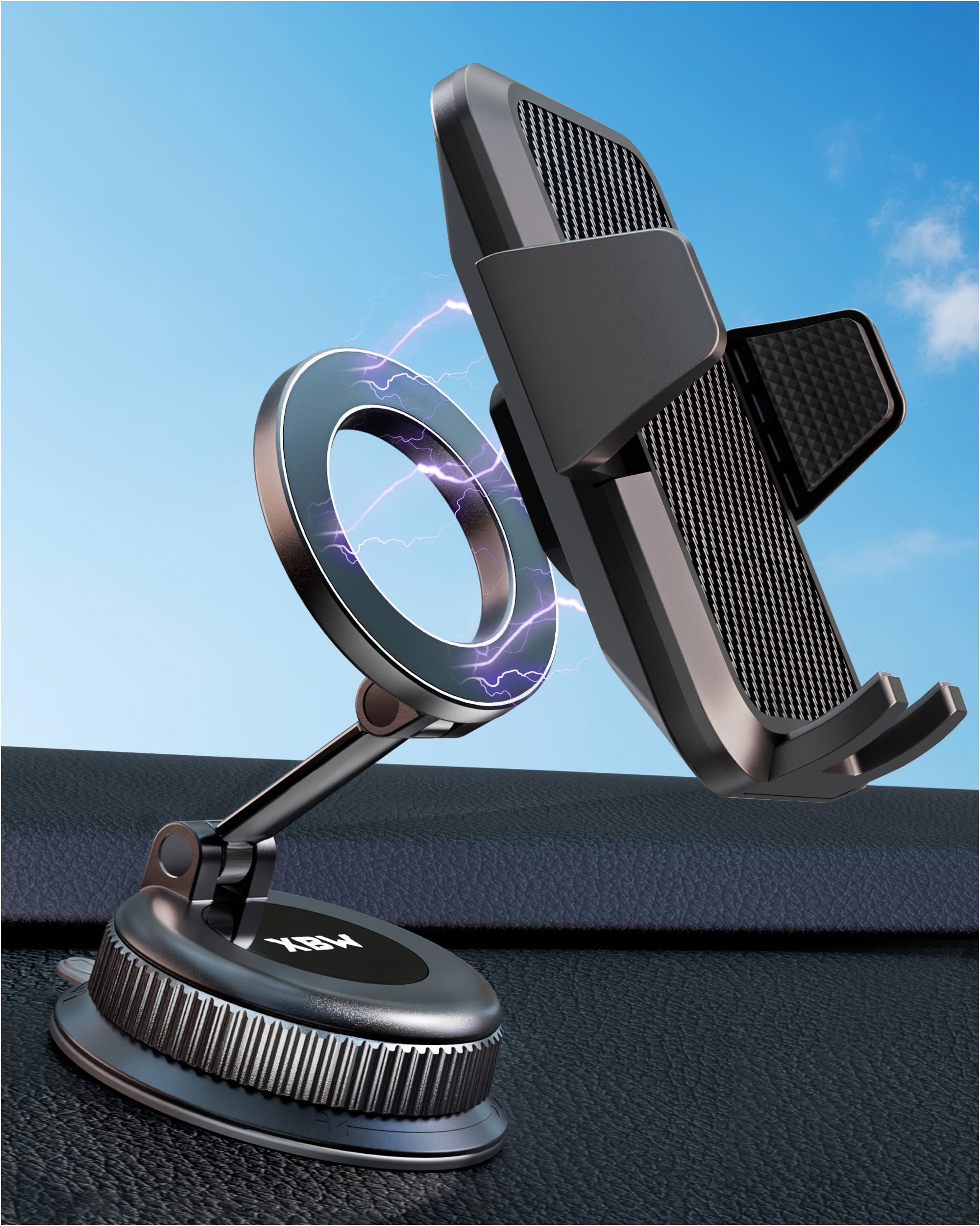 Photo 1 of XBW Car Phone Mount with Magnetic Clip for Magsafe & Android 360 Universal Suction Phone Mount for Dashboard Windshield Car Phone Holder for Car for iPhone 17 16 15 14 Pro Max Samsung Galaxy S25 Cell