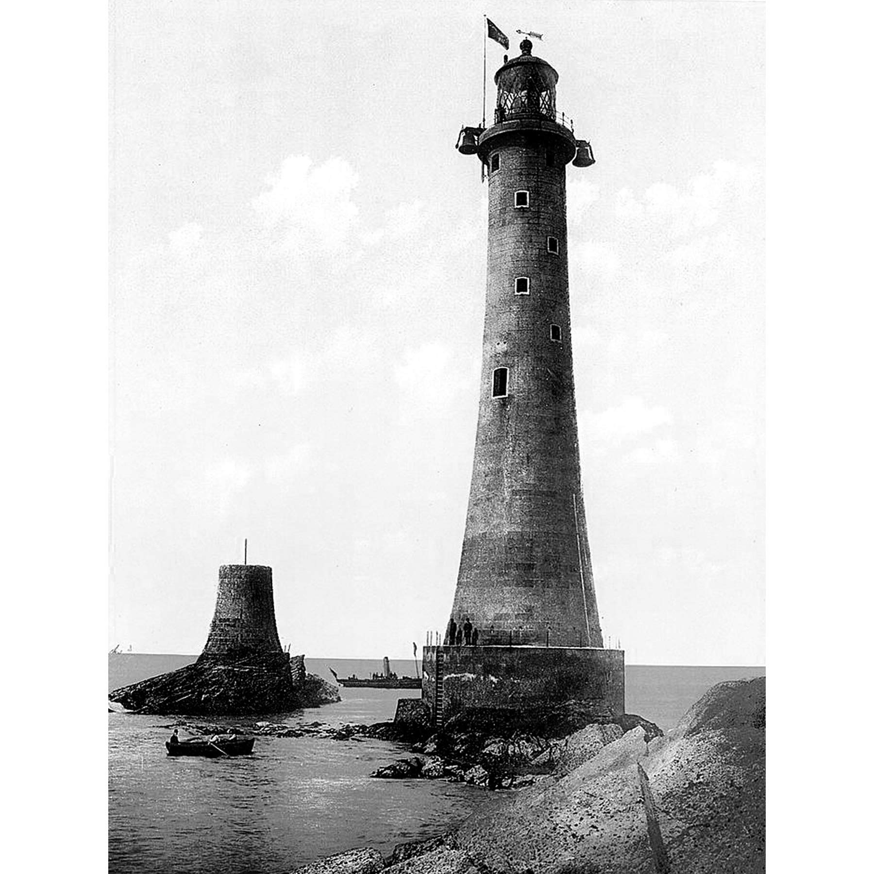 Wee Blue Coo EDDYSTONE LIGHTHOUSE PLYMOUTH VINTAGE HISTORY OLD BW PHOTO PRINT 12x16 inch 30x40cm POSTER 606BW