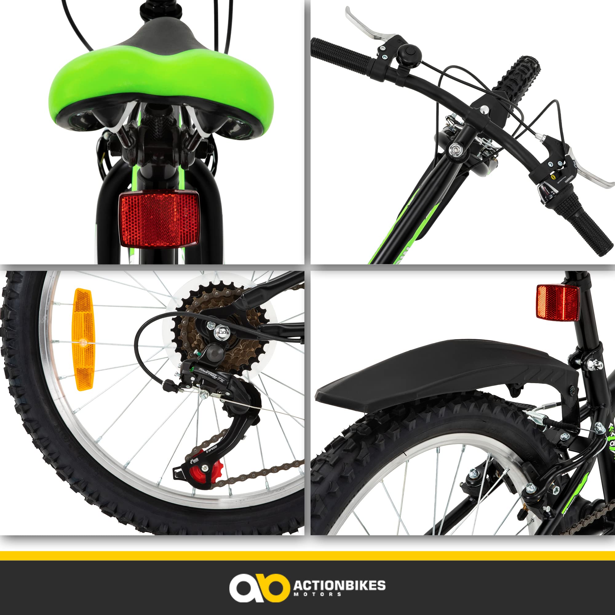 Actionbikes Kinderfahrrad Arrow | 20 Zoll 24 Zoll - V-Brake Bremsen - Fahrrad für Kinder von 6-12 Jahren - Schutzblech v. / h - Kinder Fahrrad für Mädchen & Jungen - Fahrräder - Bicycle - Kinderrad