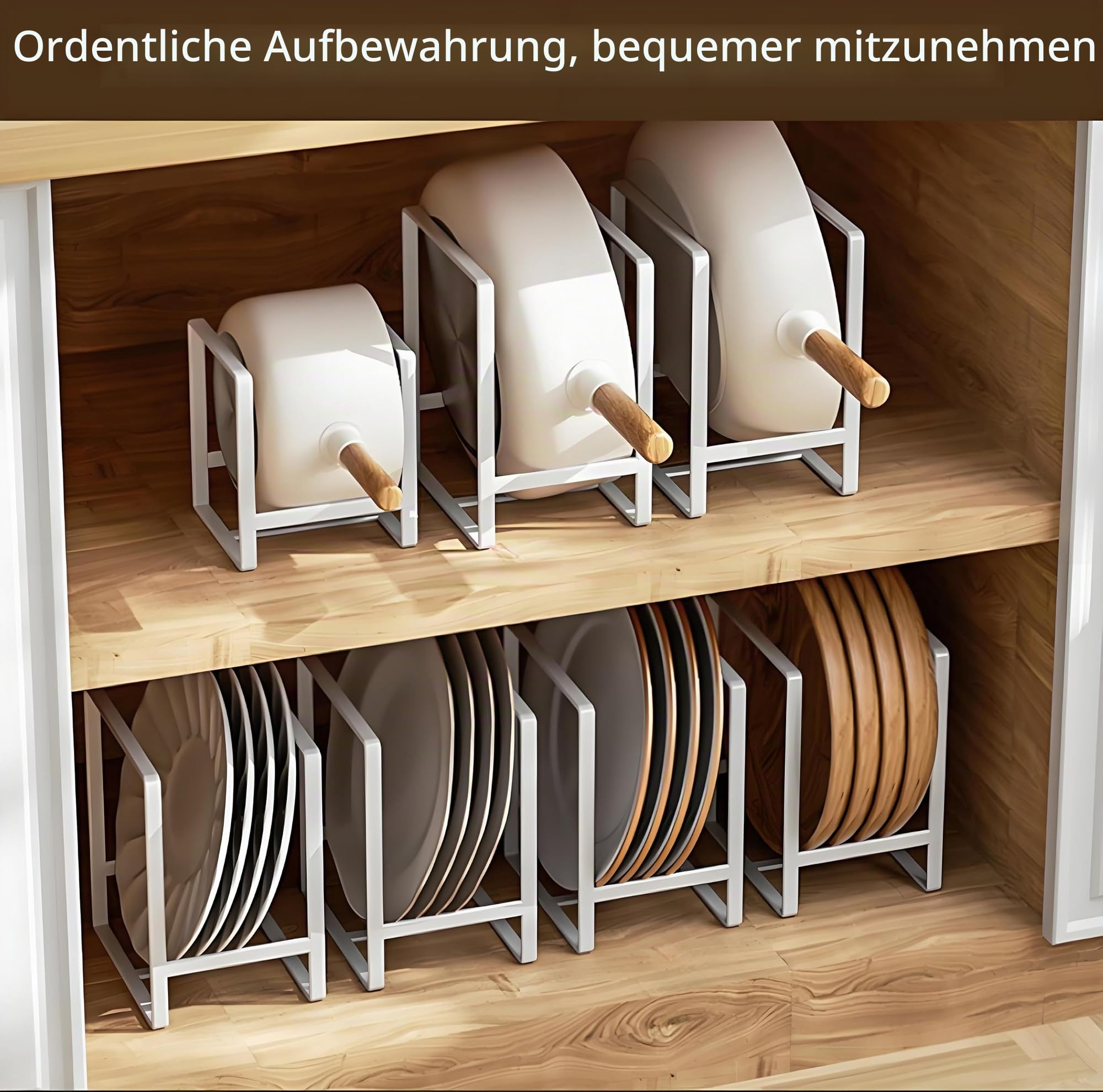 Kiswleon 2 Stück Teller Organizer Schrank,Tellerhalter Metall Tellerständer Einfach Teller Organizer mit Leicht zu Tragenden Griffen,Dish Drying Rack für Teller Schneidebretter Topfdeckel(Schwarz S) Küche, Haushalt & Wohnen