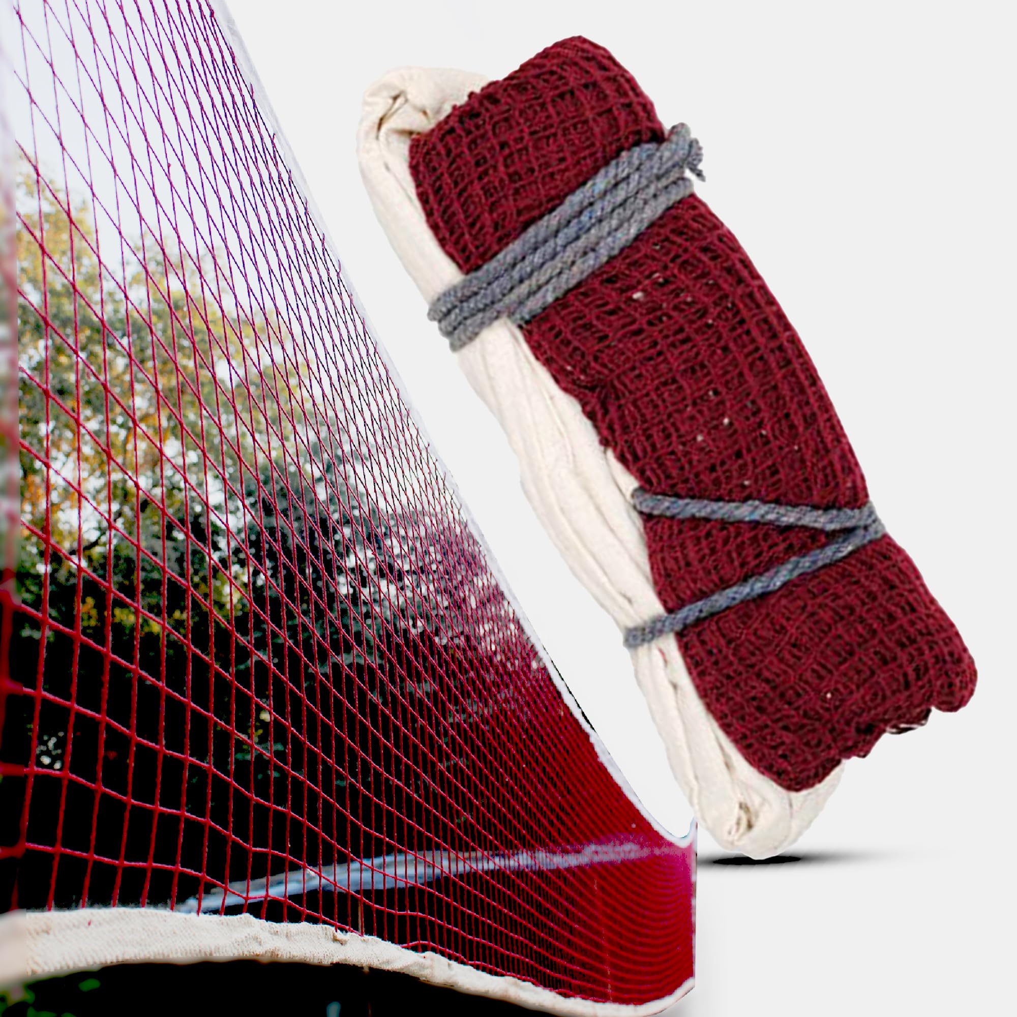 Heega™ Heavy Quality Badminton Net (Maroon, Cotton)