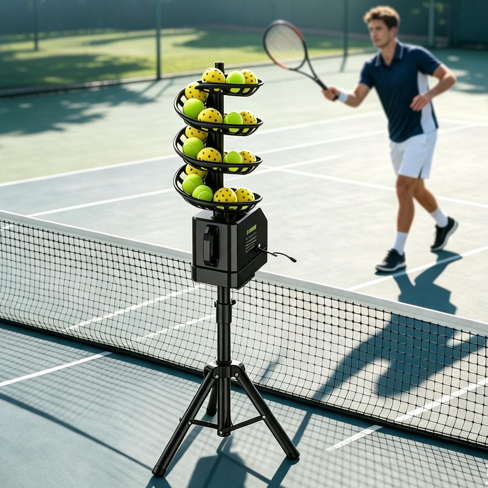 Lanciapalle da Tennis Portatile, capacità di Circa 33 Palline