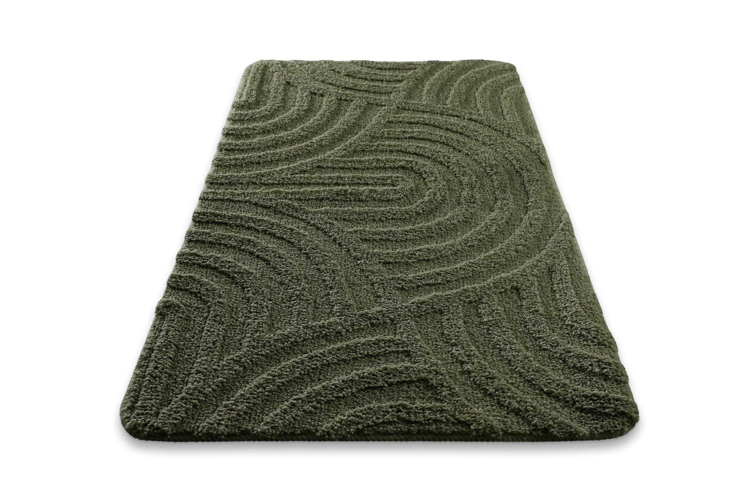 Wecon Home Badteppich Fiete, 55 x 65 cm, kiefern grün | Hoch-Tief-Struktur, waschbar 30°C, rutschhemmend