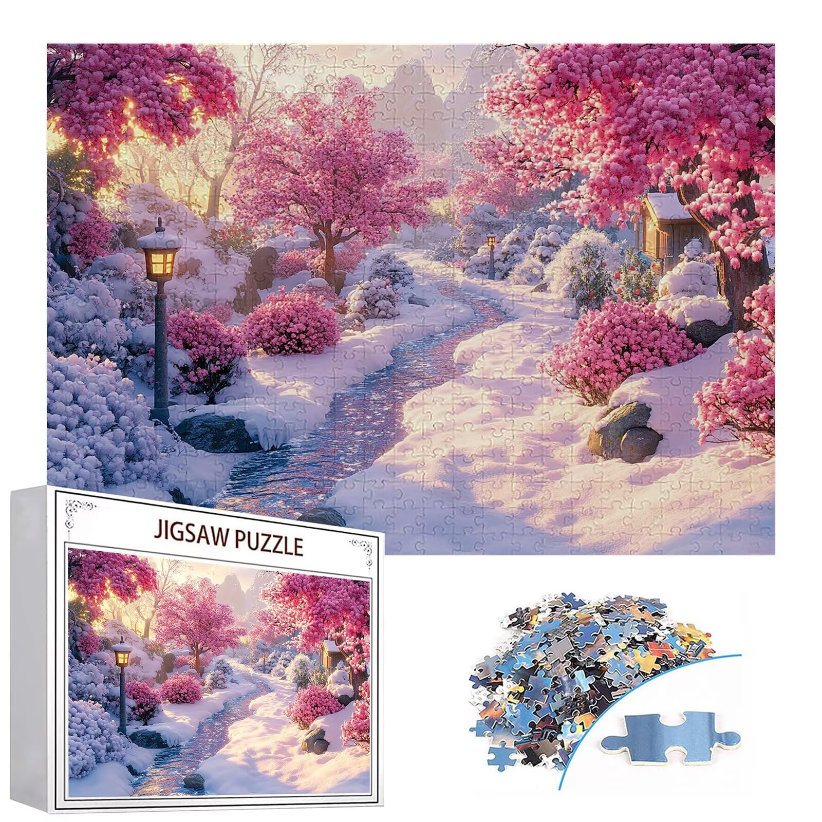 Puzzle 3000 elementów Zimowe puzzle dla dorosłych Krajobraz 122 x 81 cm Unikalne Rzemiosło Klasyczne 3D Drewniana układanka do rodzinnych gier aktywnych, układanka zrób to sam do dekoracji ścian domu