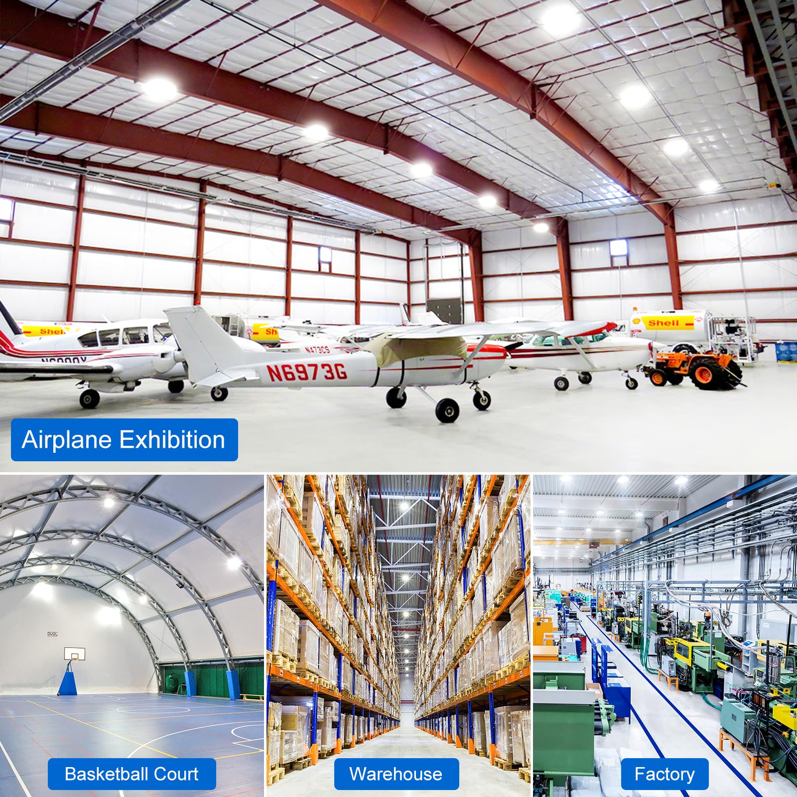 3 Pack 480 Volt LED High Bay Light 150W 120W 90W Adjustable ETL DLC Listed Industrial Grade UFO — view 7