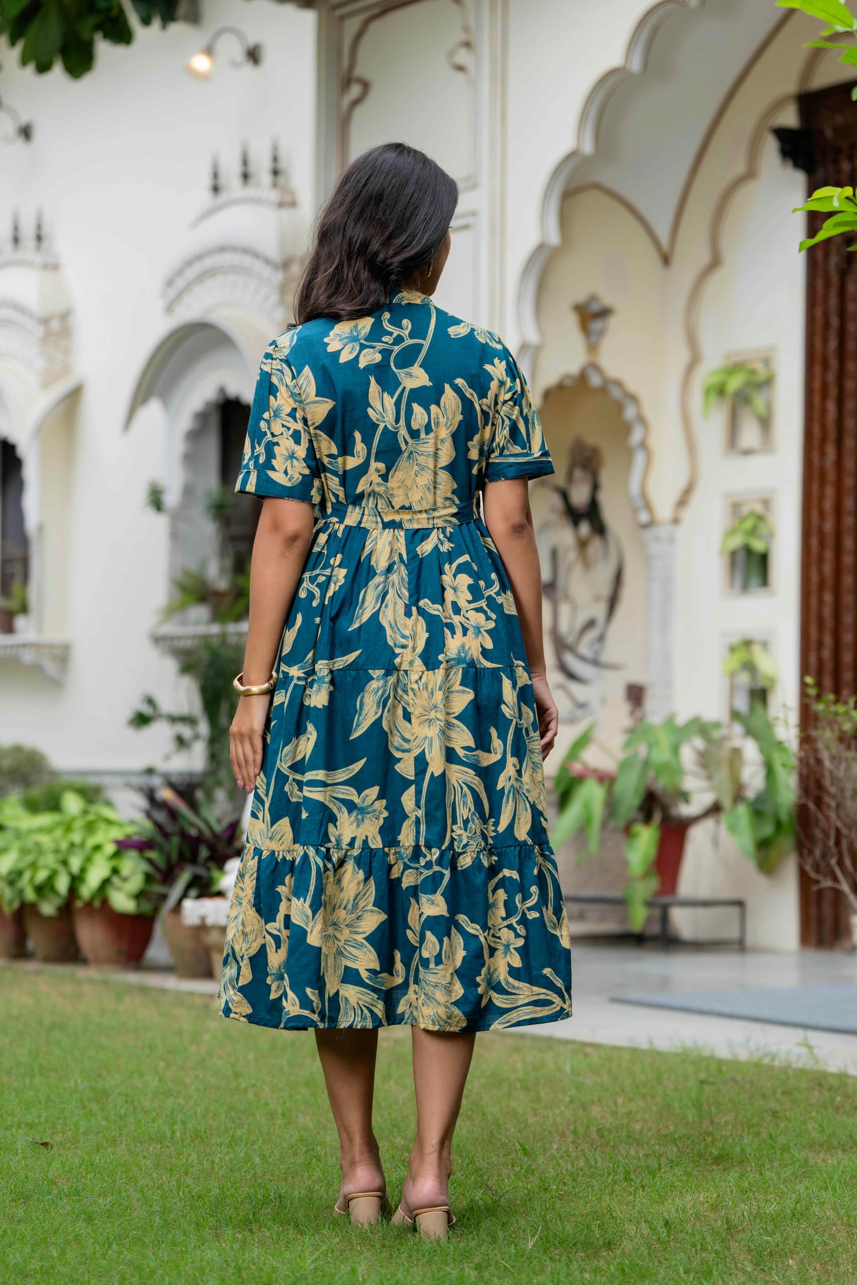 Jikonet - Vestido de mujer con estampado floral de una pieza, maxi, informal, cómodo, vestido midi largo para mujer