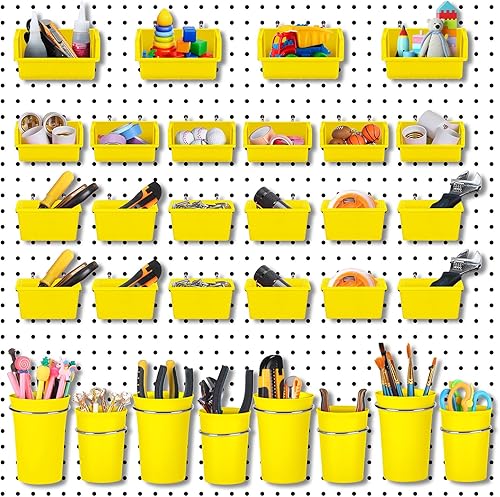 Roowest Juego de 60 cubos de tablero de clavijas, organizador de pared con ganchos y bucles, surtido de ganchos para clavijas, accesorio organizador