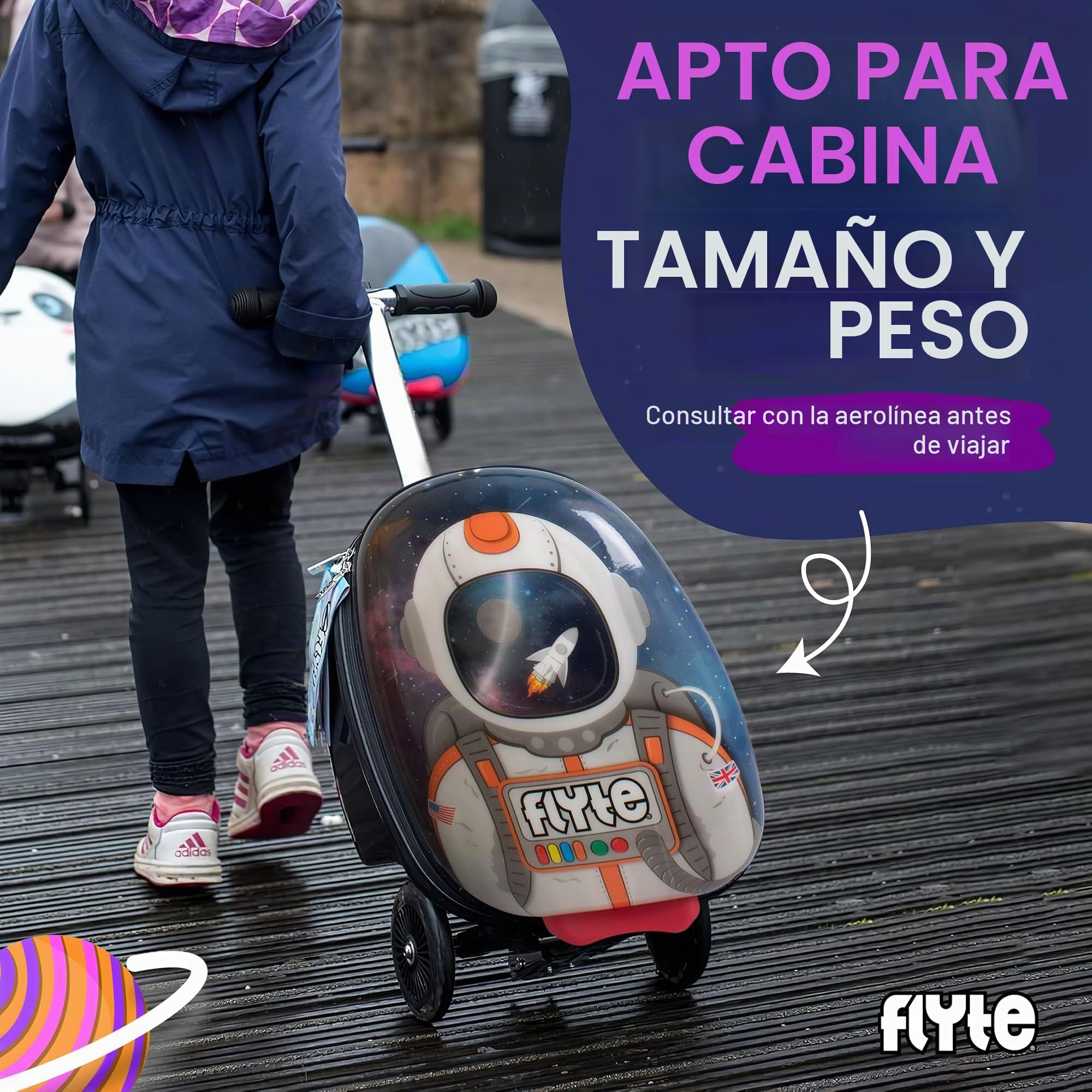 Flyte Maleta Plegable para niños, con Carcasa rígida, con Ruedas, 2 en 1, 18 Pulgadas, Capacidad de 25 litros