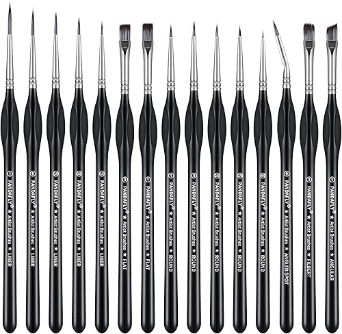 PANDAFLY Detail Paint Brushes Set, 15pcs Miniature Brushes for Fine