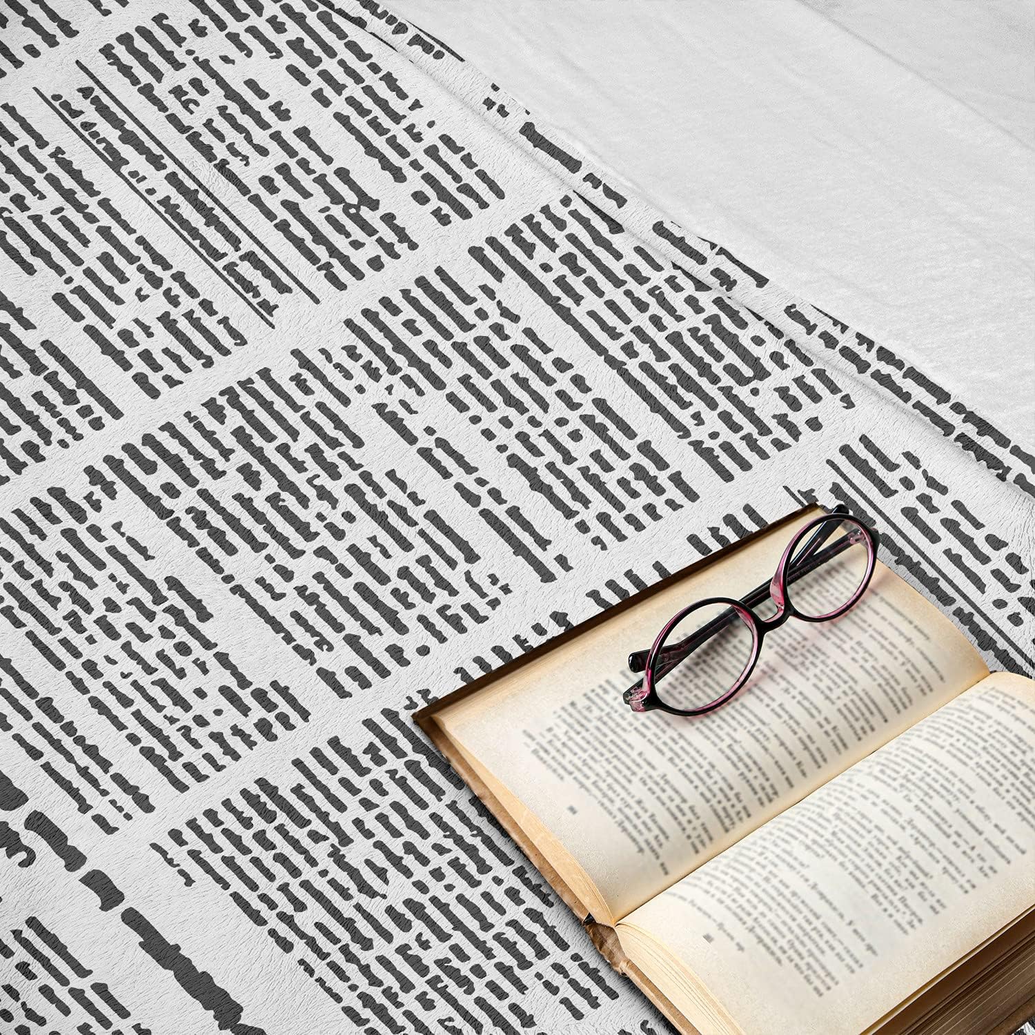 Lunarable Old Newspaper Throw Blanket, Close up View of Aged Journal Page Headings News Articles Columns, Flannel Fleece Accent Piece Soft Couch Cover for Adults, 50" x 70", Charcoal Grey White