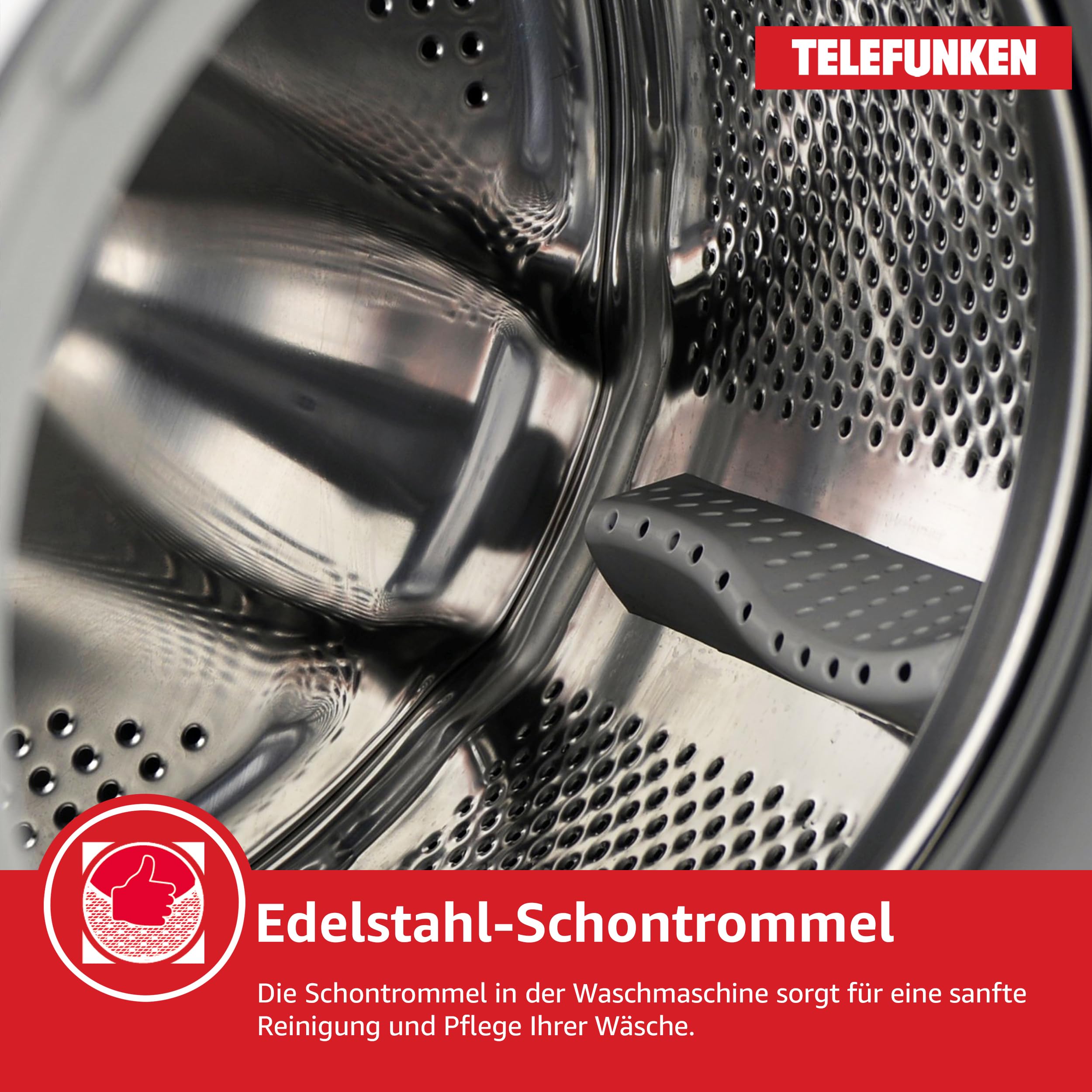 Telefunken Waschmaschine 7kg | 1400 U/Min. | Inverter Motor - Leise & Effizient | Aquastop - Schutz vor Wasserschäden | Schontrommel | Washing Machine mit 15 Programmen | EEK A | W-7-1400-A-W weiß