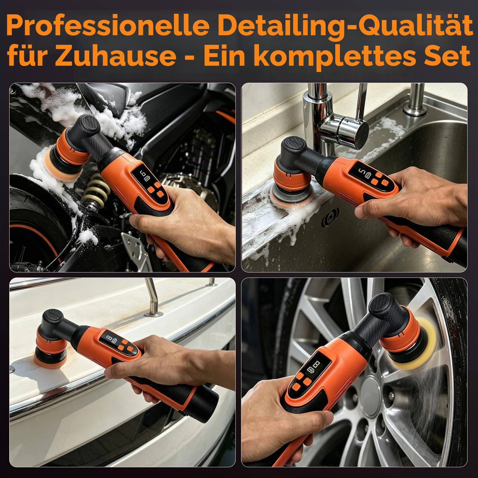 Protmex Mini Poliermaschine Auto Akku Rotations&Orbital Polieren 12V