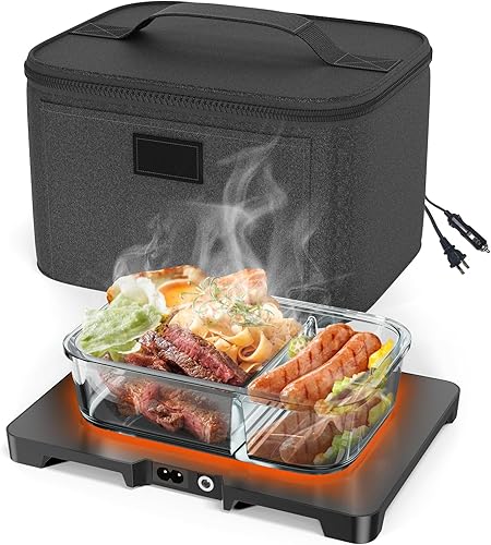 Lonchera eléctrica con calefacción, calentador de alimentos pequeño para hombres y mujeres, mini microondas de viaje portátil, 12 V24 V110 V, horno
