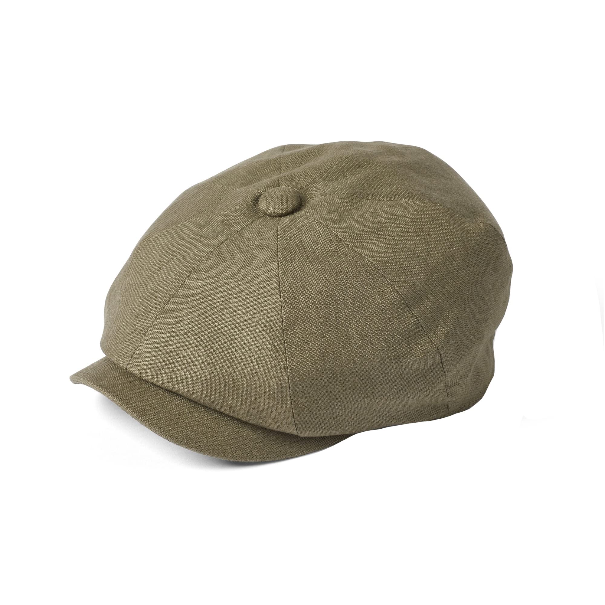 Failsworth 100% Irish Linen Alfie Bakerboy Cap (57cm, Khaki)