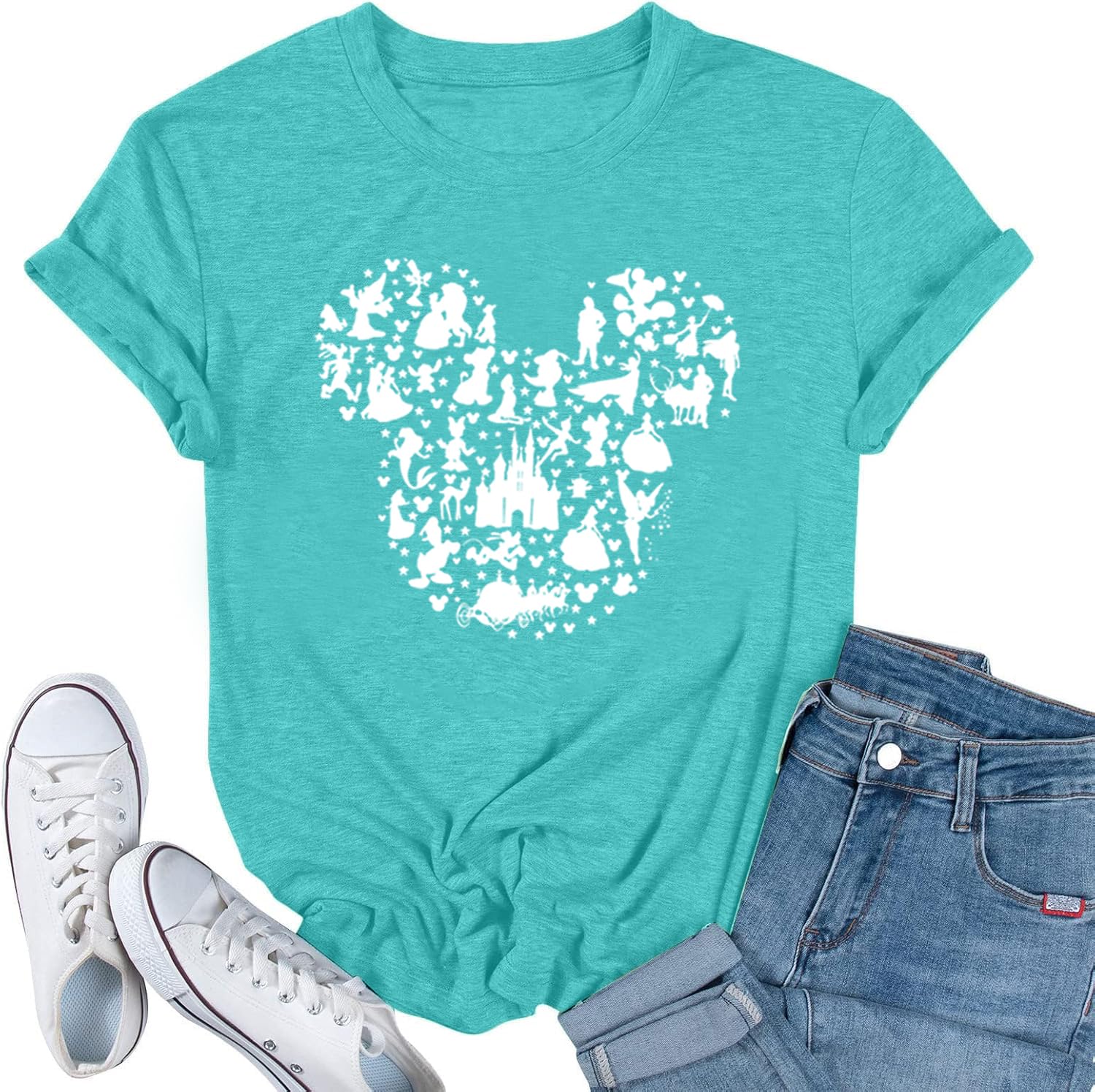 Women Magic Kingdom Castle Shirt Castle Fairy Graphic Tee Women Casual Vacation Holiday Short Sleeve Tee Top