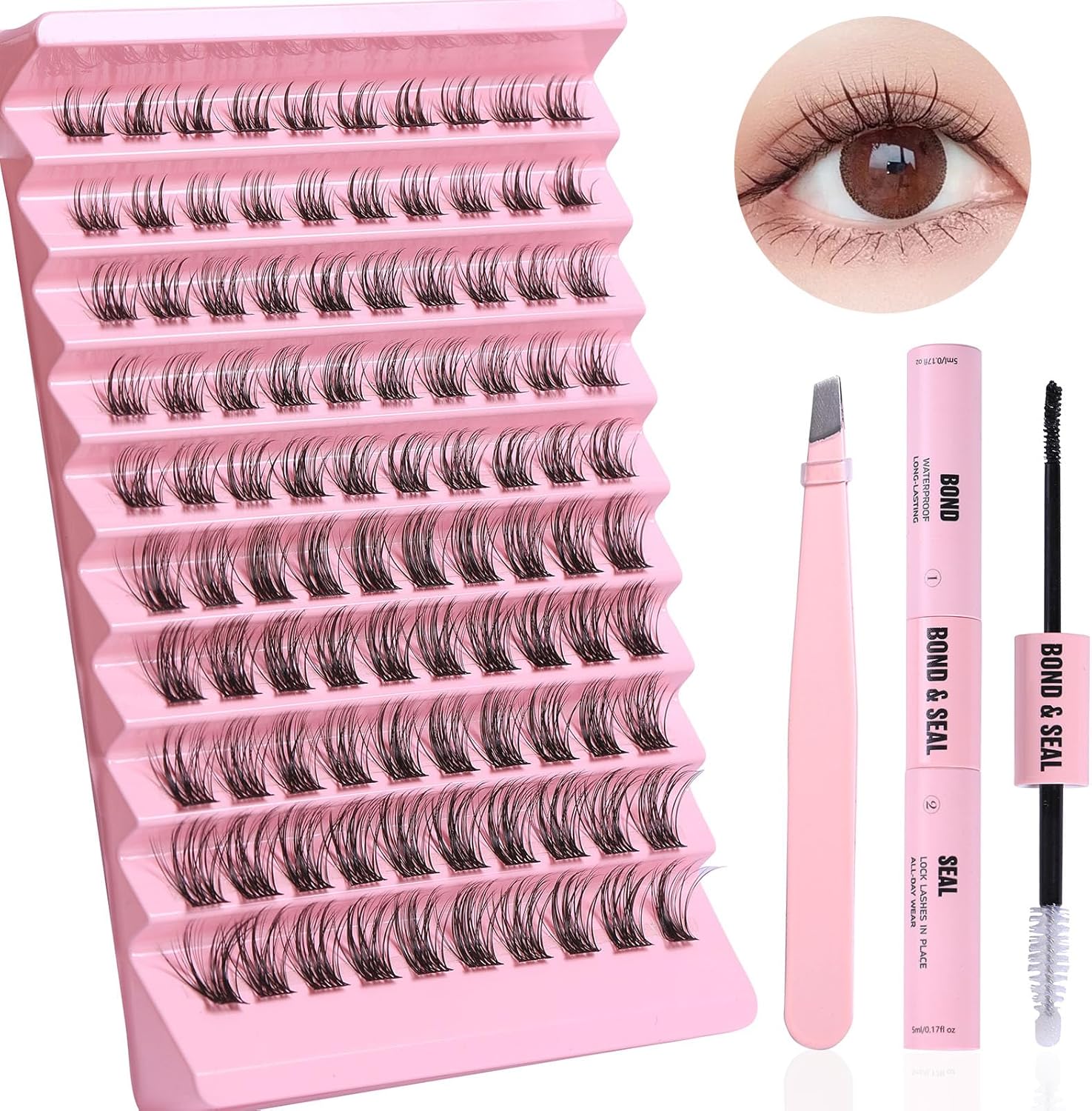 Proamate Cluster Lashes Individual Eyelashes DIY Eyelash Soft Natural Easy Fan Lash Individual False Eyelashes for Personal Use Home (G2150D Eyelash Kit)