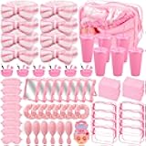 104 Pcs Spa Party Favor Supplies Bulk Include Face Mask Mixing Bowls Set Eye Masks Mirrors Headbands Scrunchies Cosmetic Bags Face Wash Cloths Plastic Cups for Spa Sleepover Birthday Party