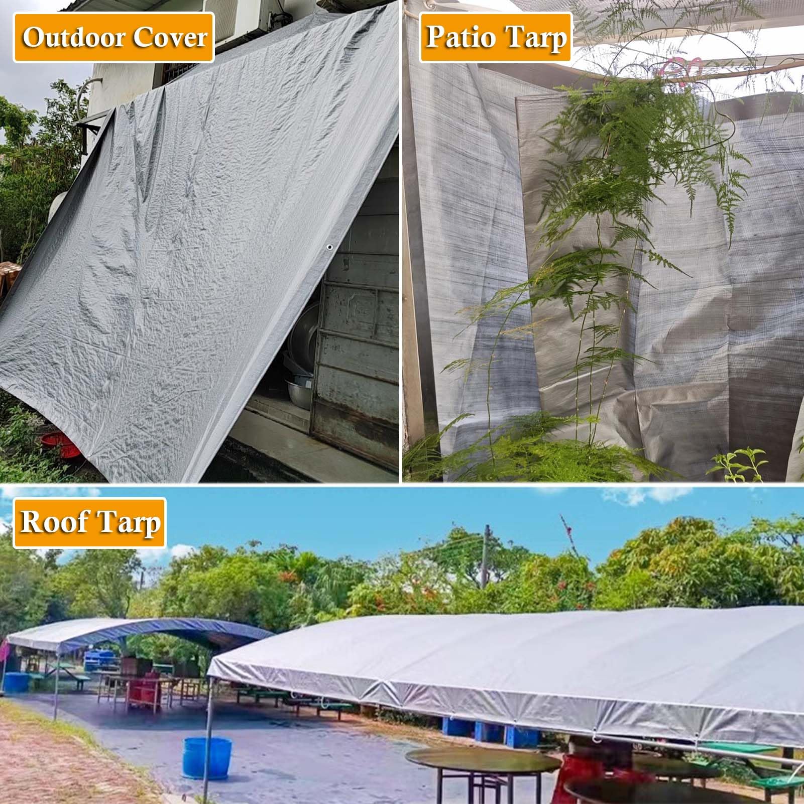 SRHIMEOS 3.5x3.5 Telone Occhiellato Impermeabile Plastica, Telo Impermeabile con Occhielli, Telone PVC Rinforzato, Teloni Impermeabili per Giardino, Gazebo, Campeggio, Mobili, Capanni