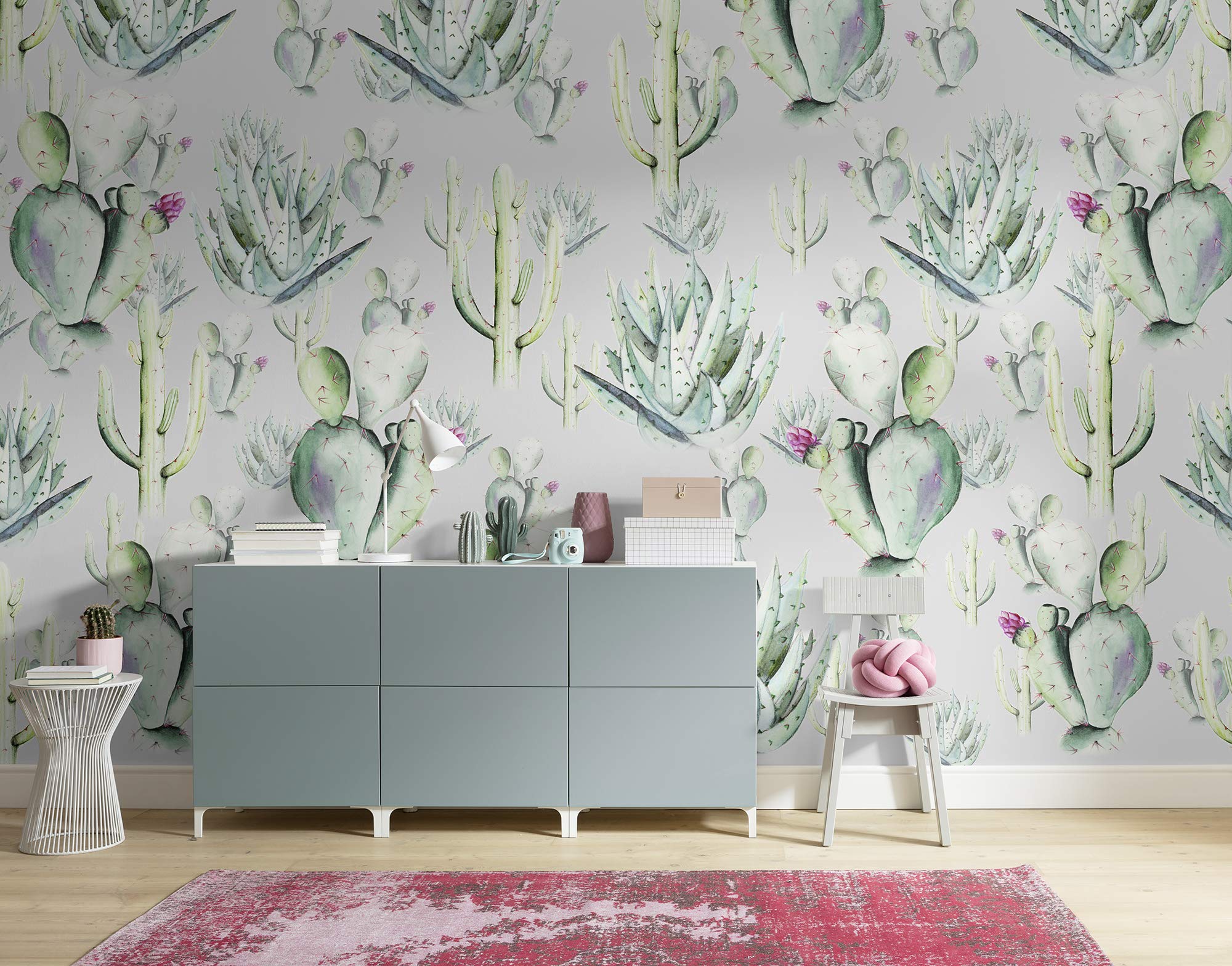 Komar Non-Woven Photo Wallpaper, Cactus Grey, Size 400 x 250 cm (Width x Height)