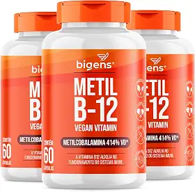 Metil B-12 Vegan Vitamin Metilcobalamina 414% VD, Bigens, 60 cápsulas (Kit 3)